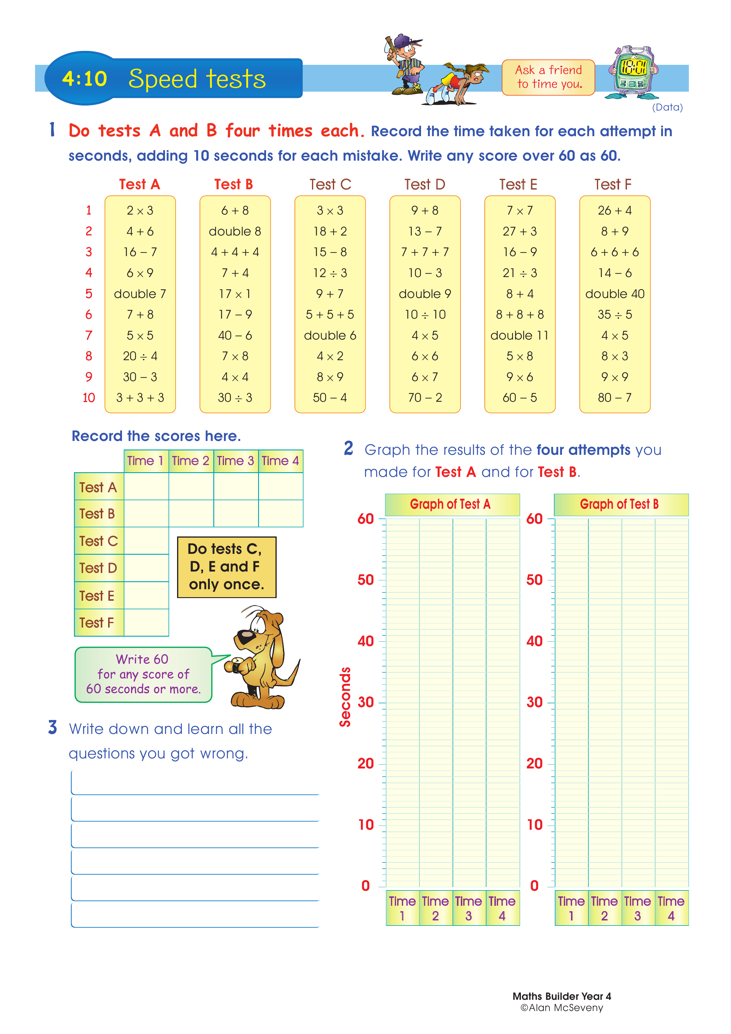Speed tests — worksheet preview