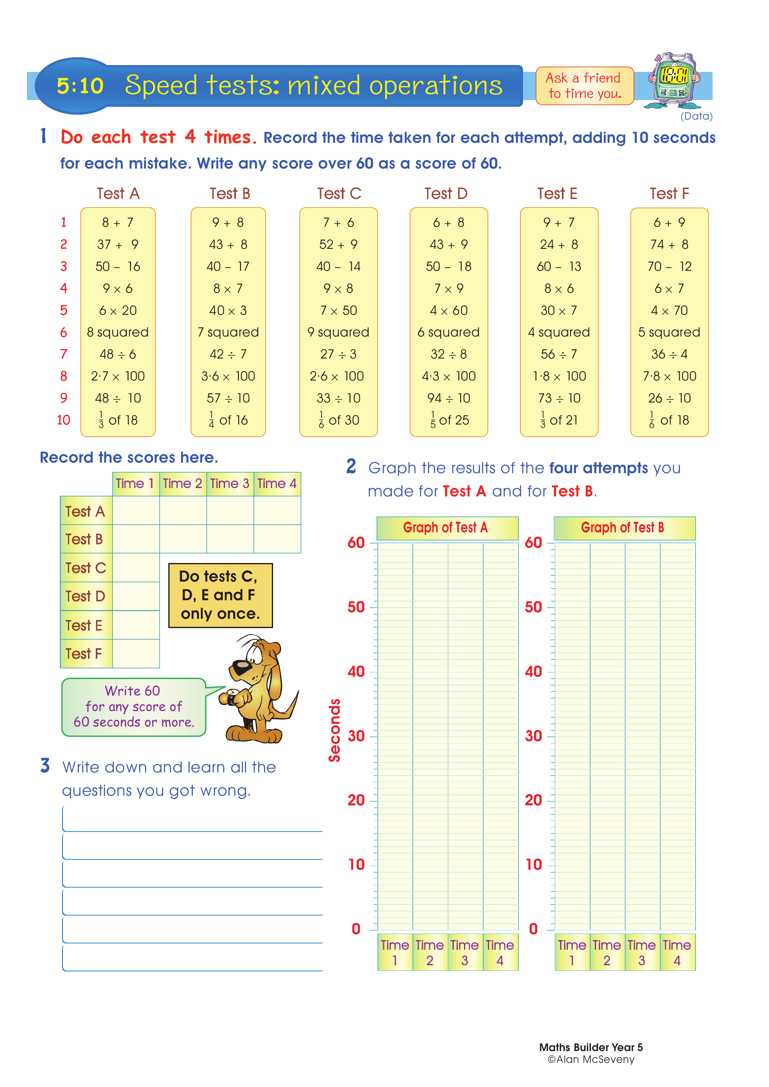 Speed tests: mixed operations — worksheet preview