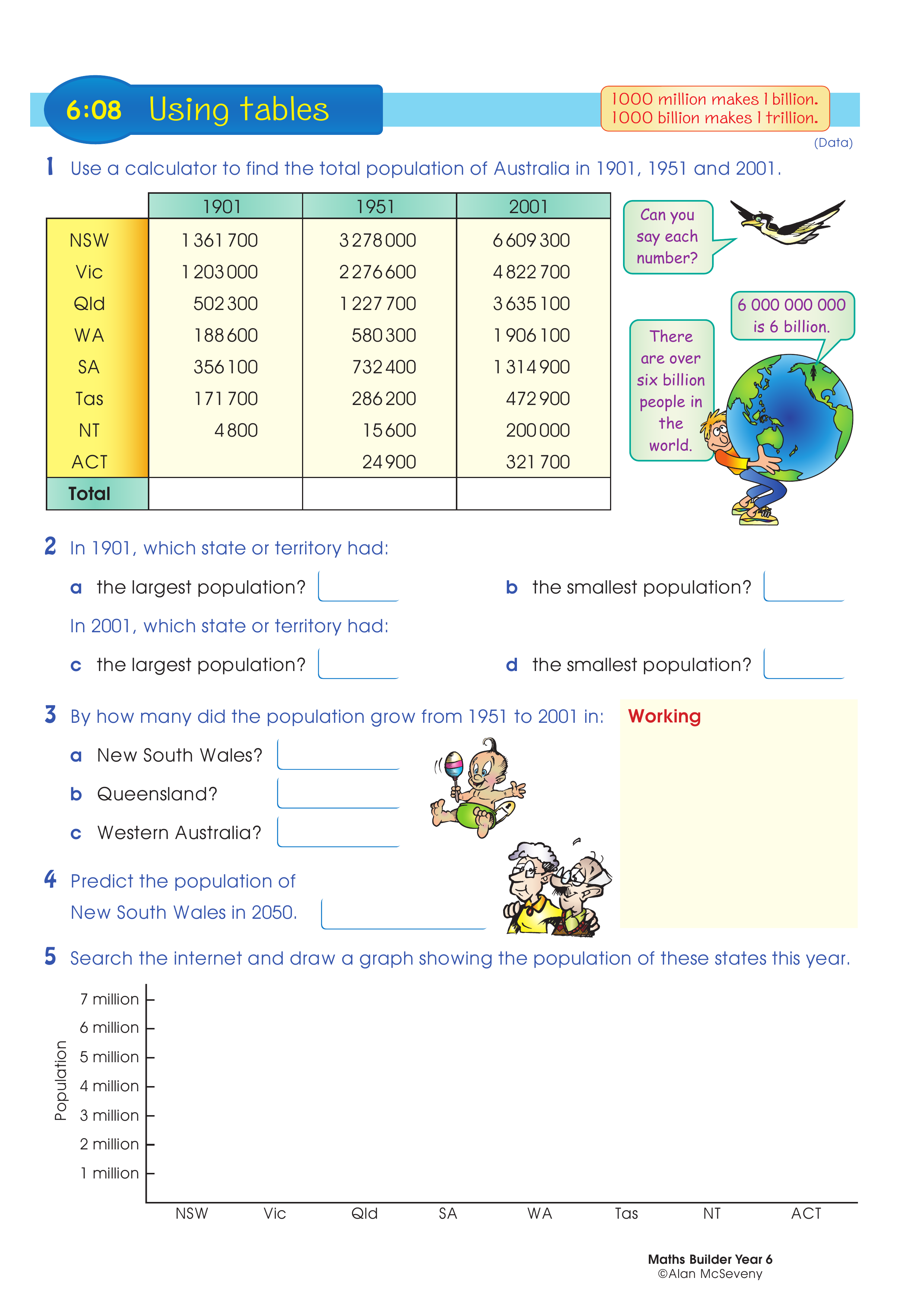 Using tables — worksheet preview