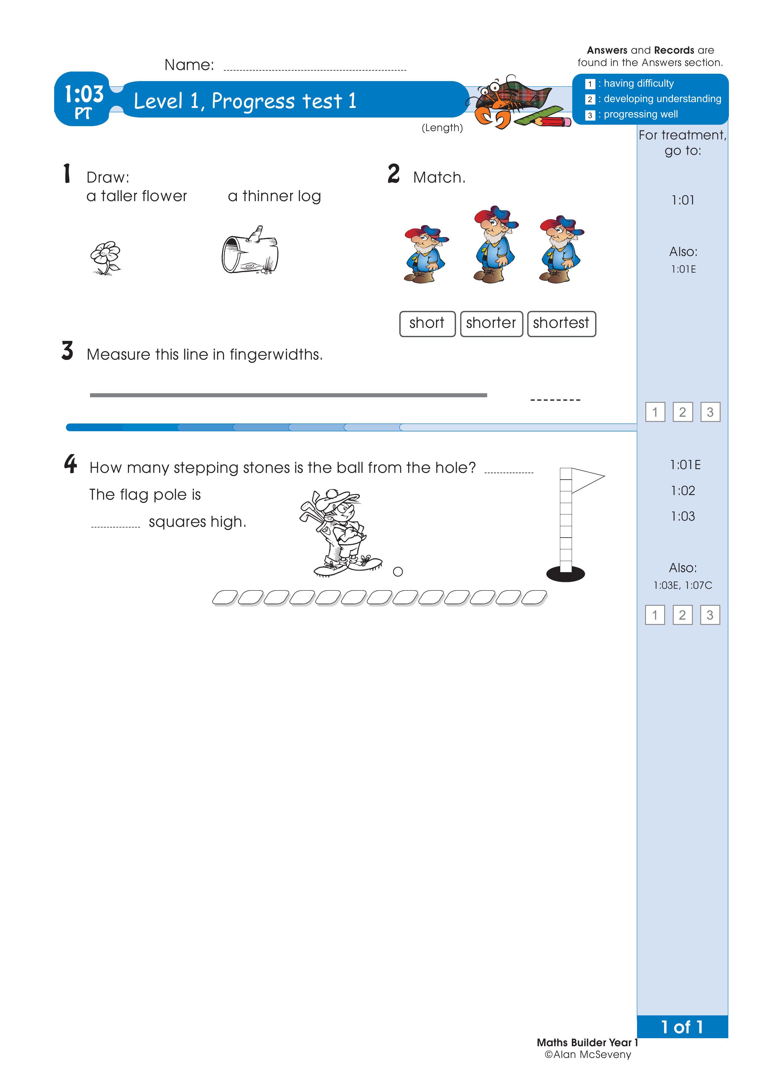 Progress test — worksheet preview