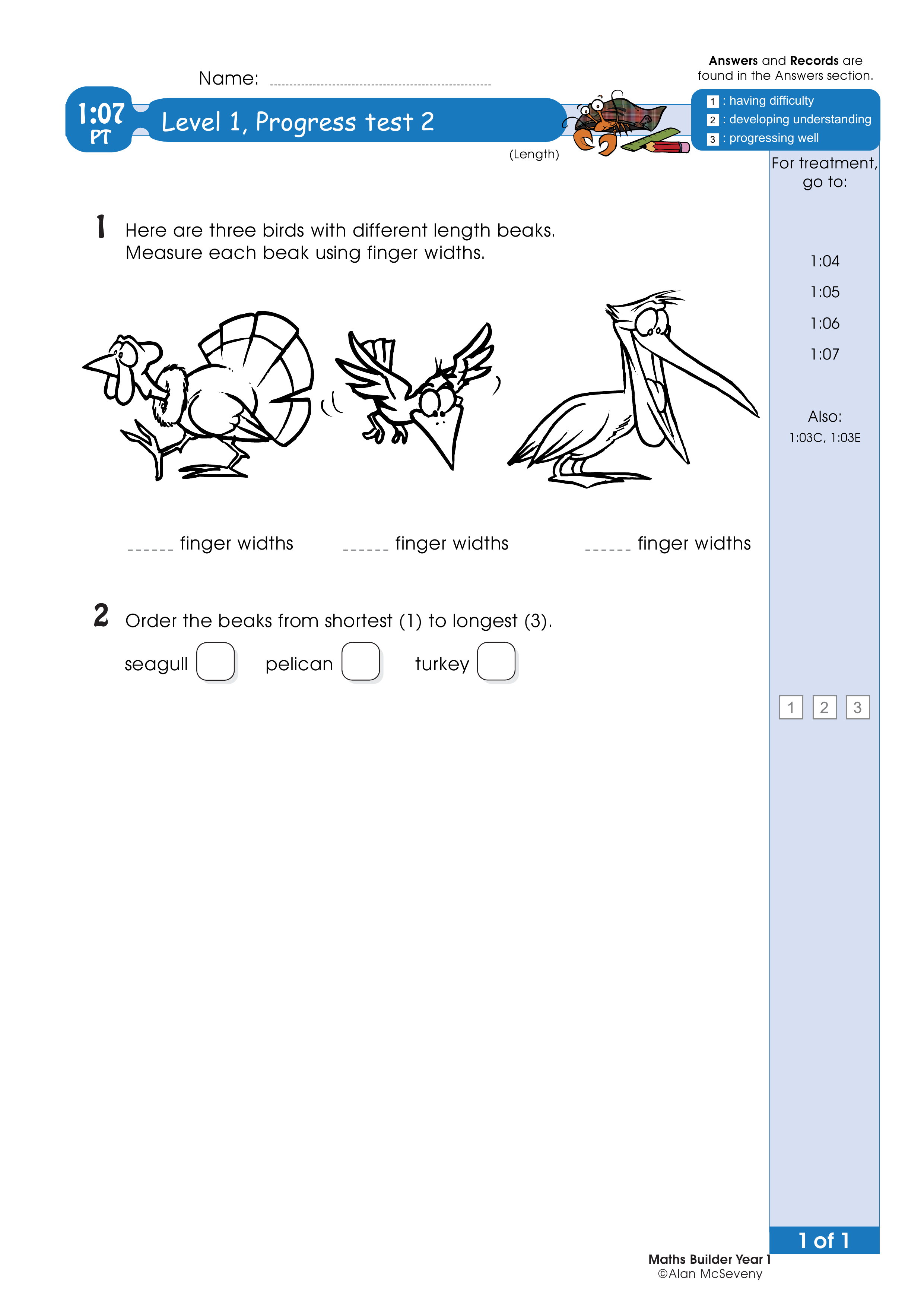 Progress test — worksheet preview