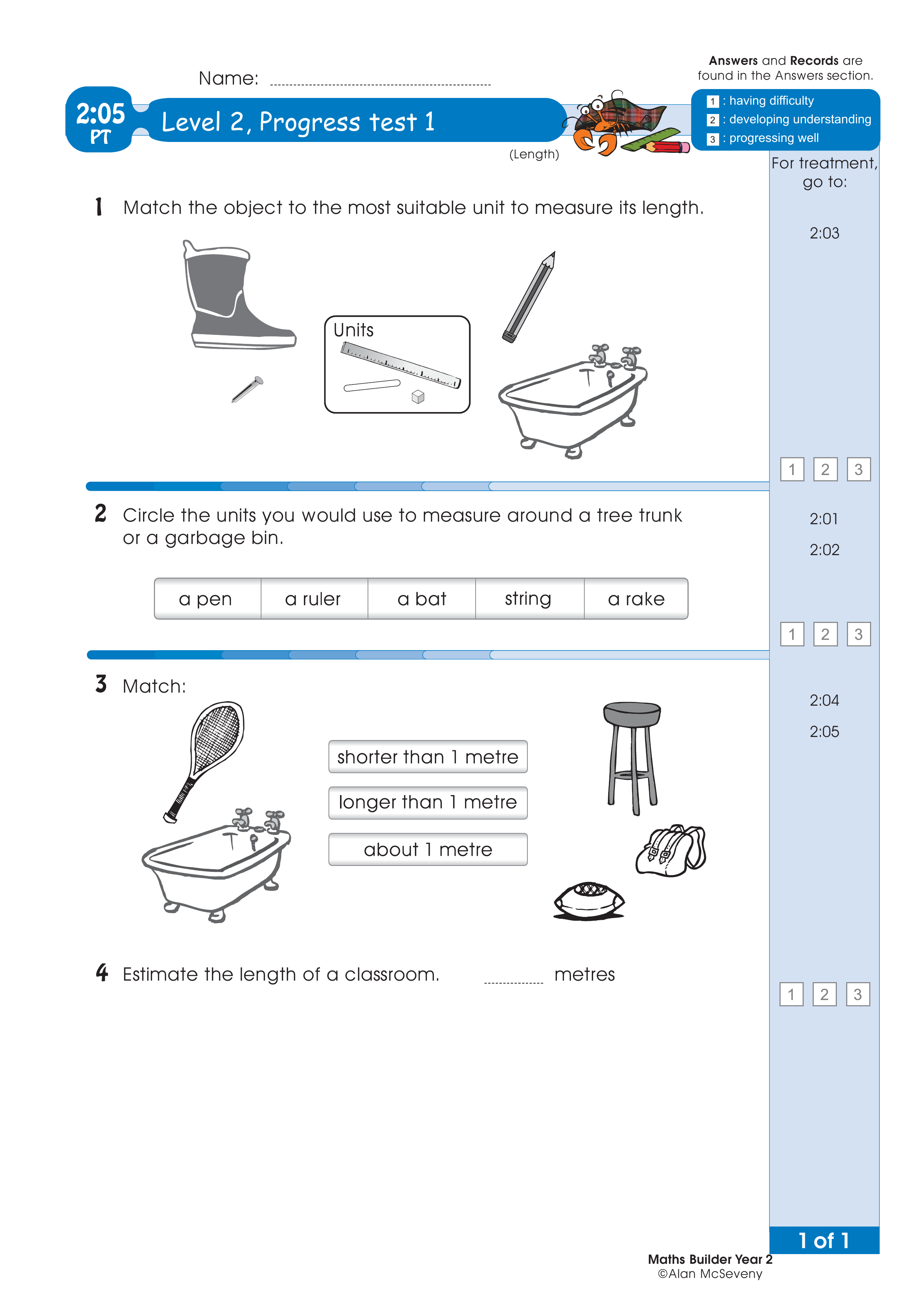 Progress test — worksheet preview