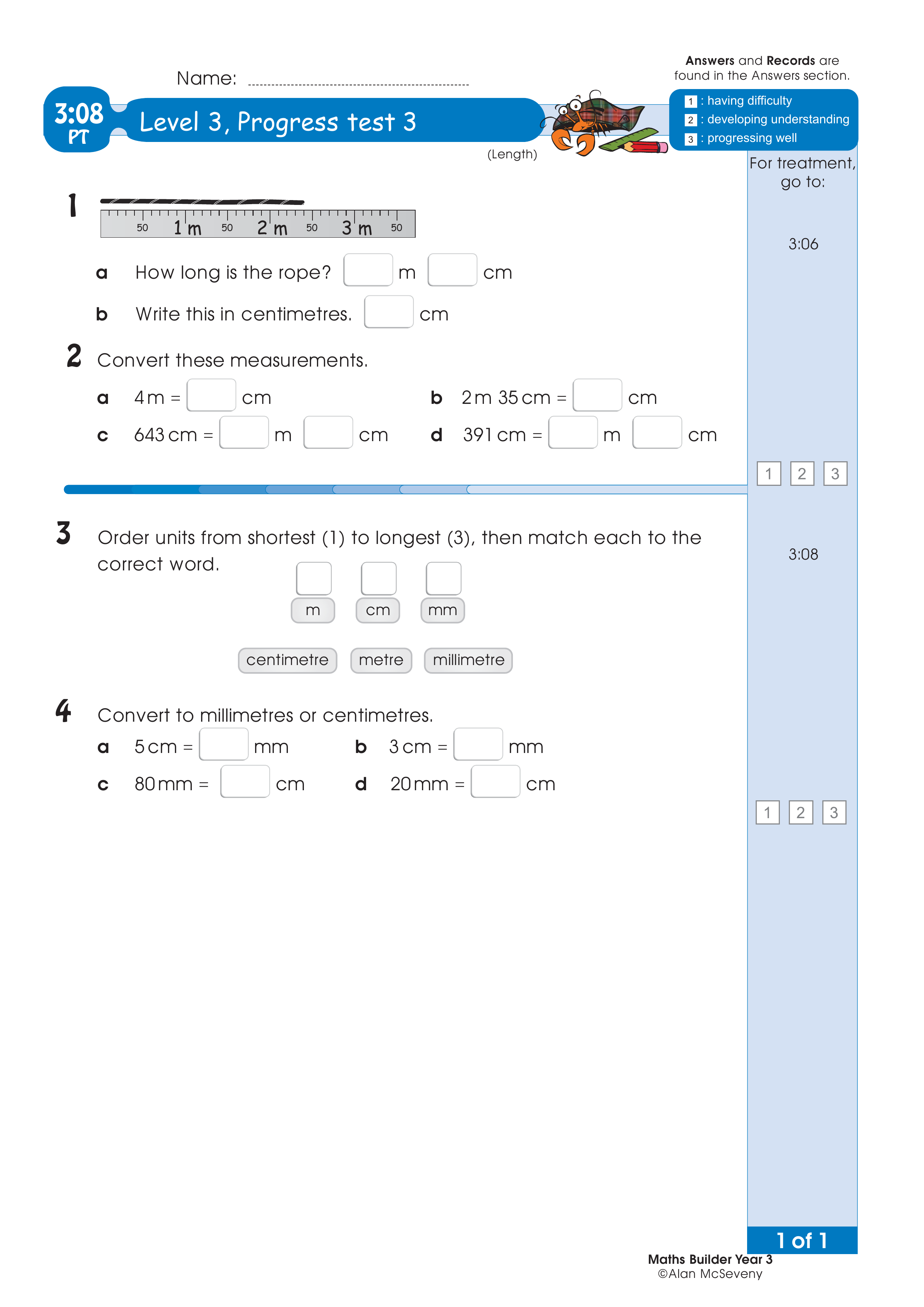 Progress test — worksheet preview