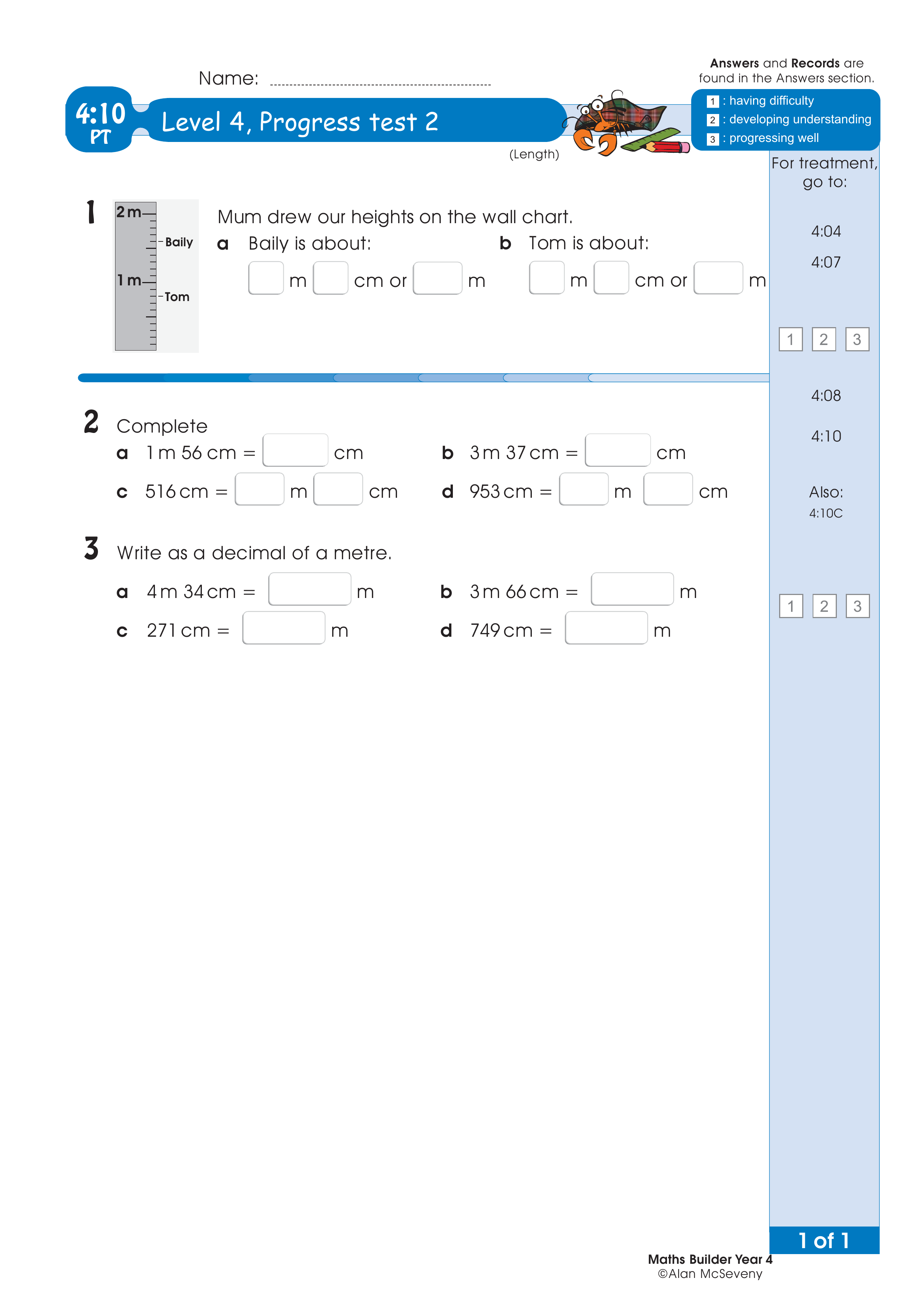 Progress test — worksheet preview