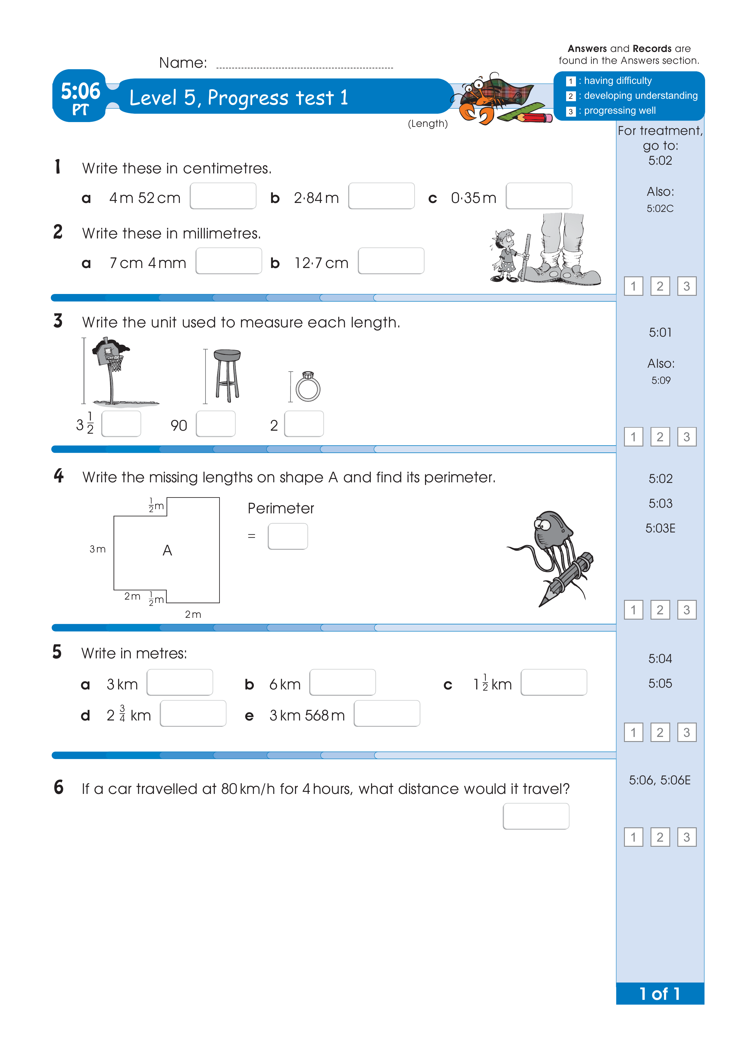 Progress test — worksheet preview
