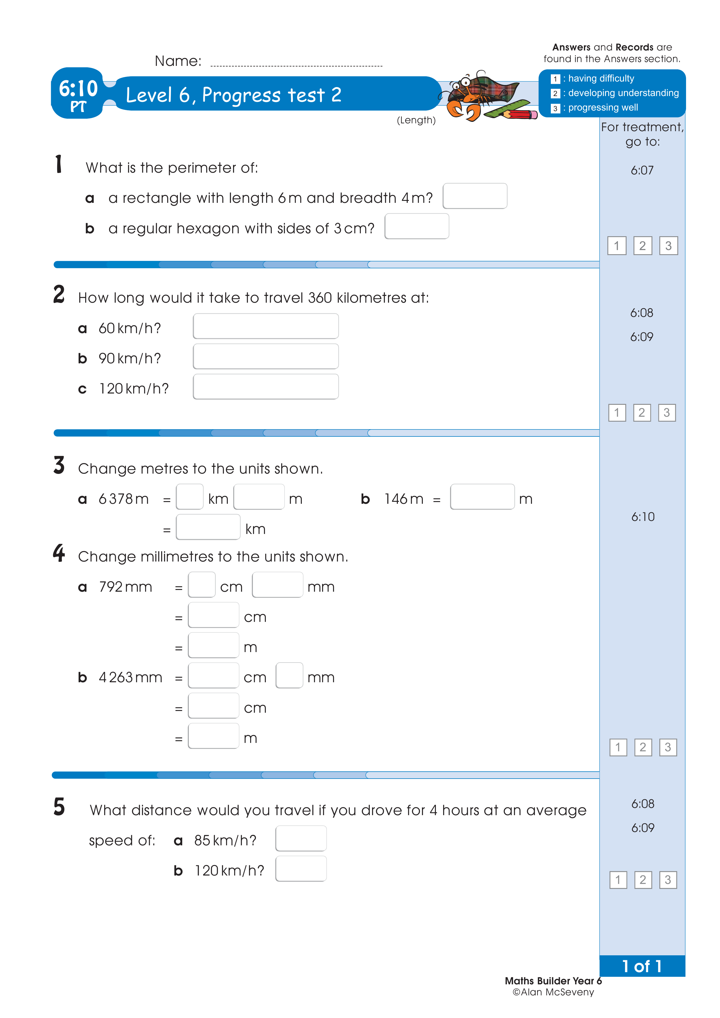 Progress test — worksheet preview