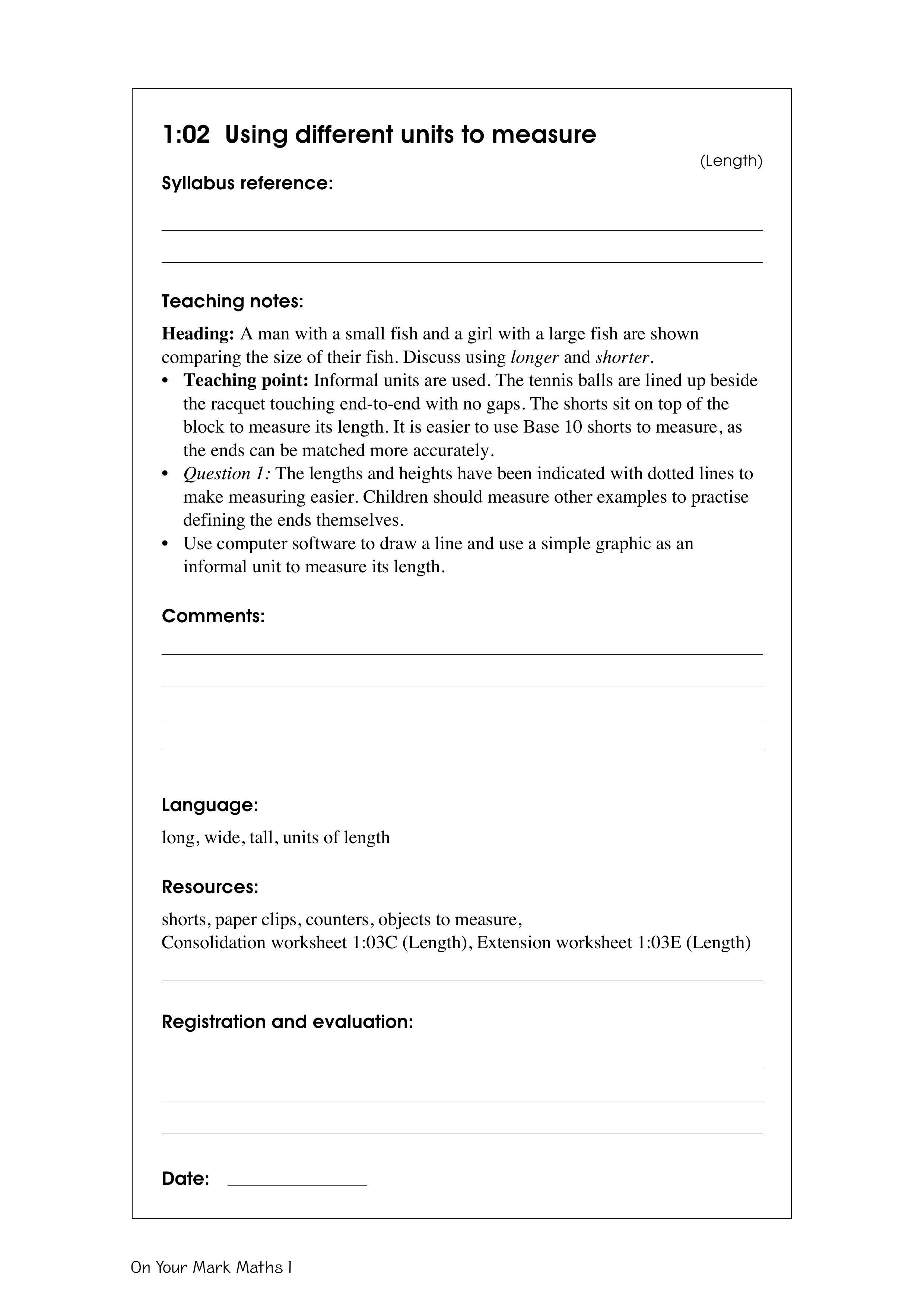 Using different units to measure — worksheet preview