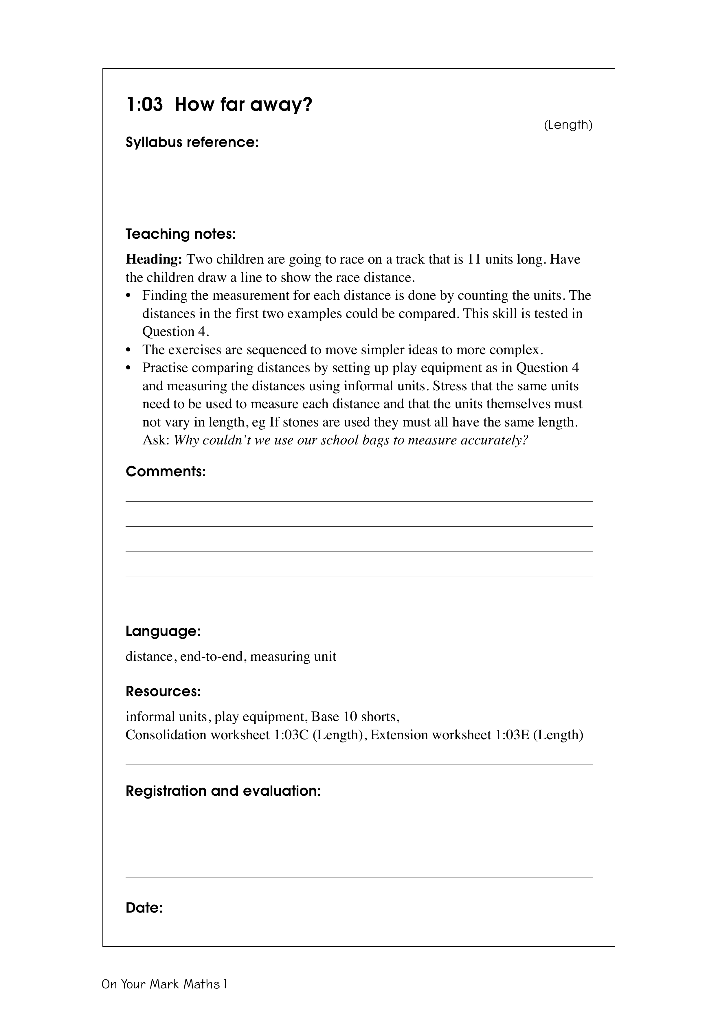 How far away? — worksheet preview