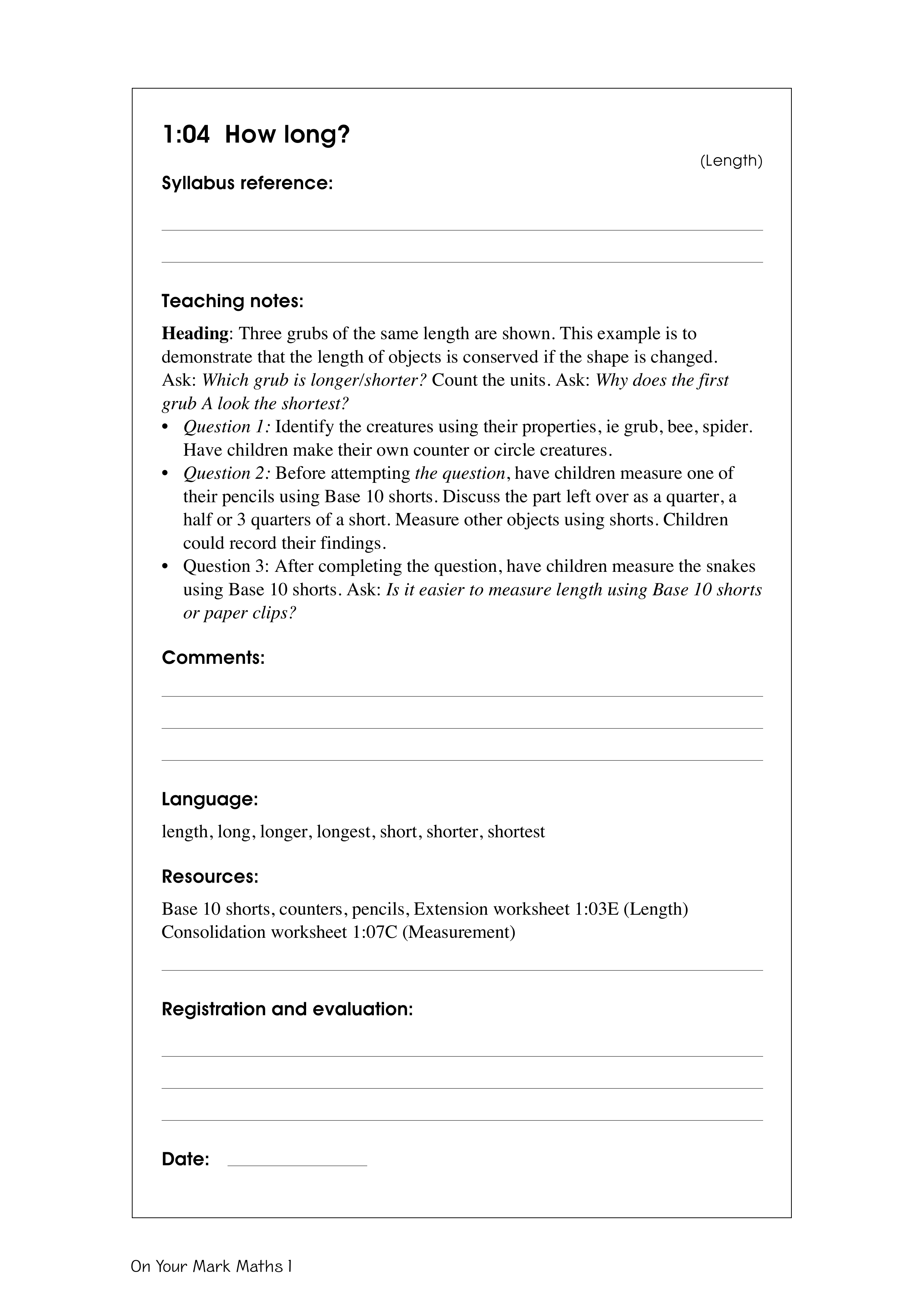 How long? — worksheet preview