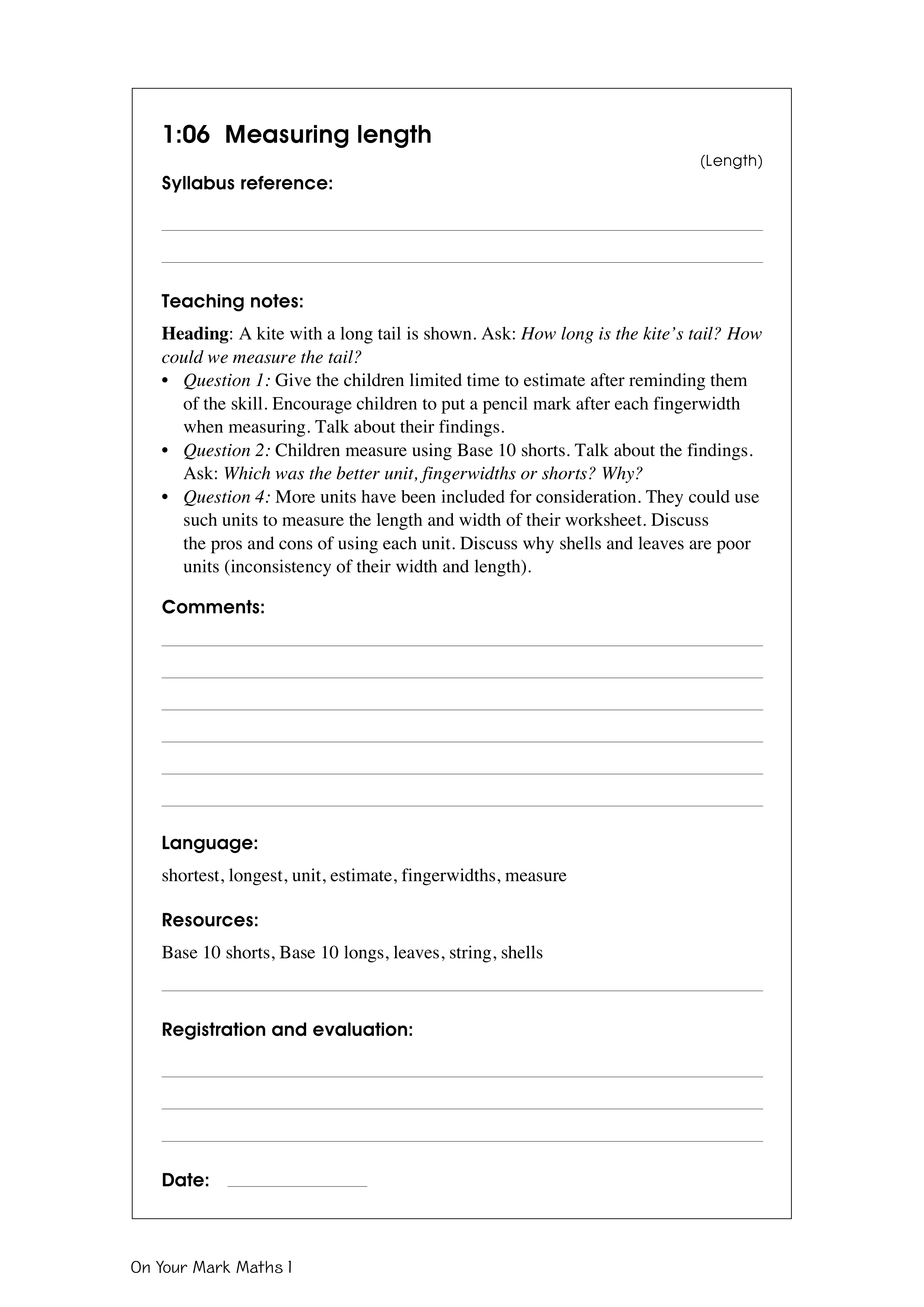 Measuring length — worksheet preview