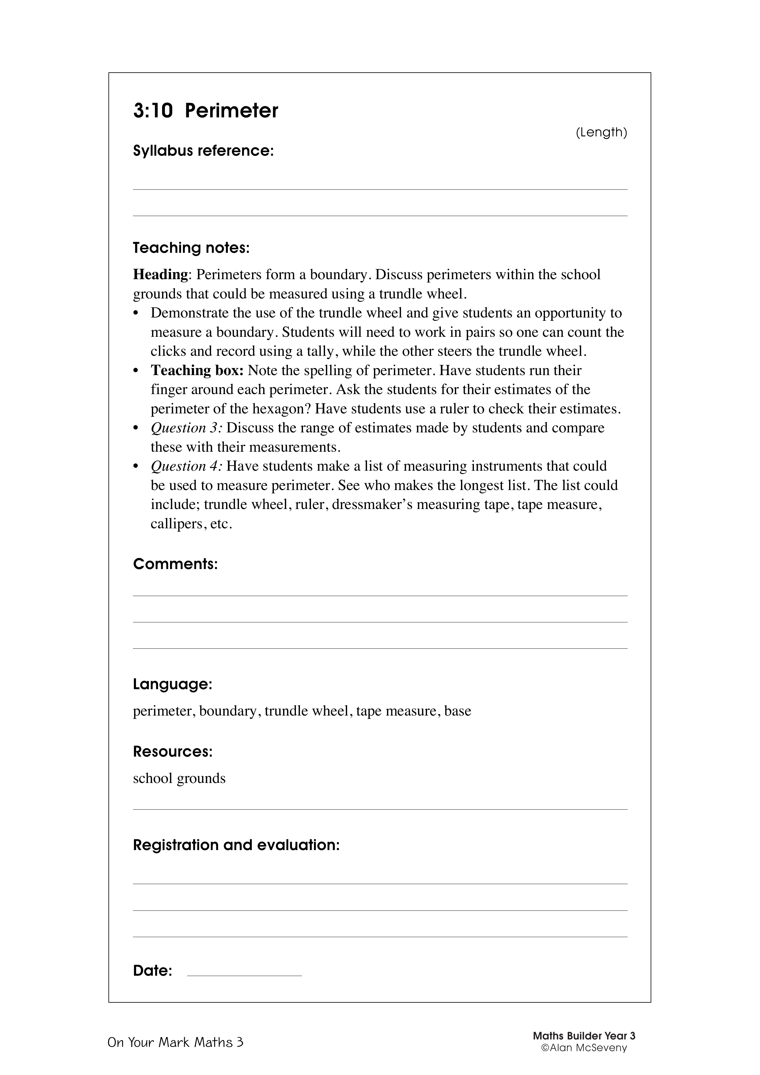 Perimeter — worksheet preview