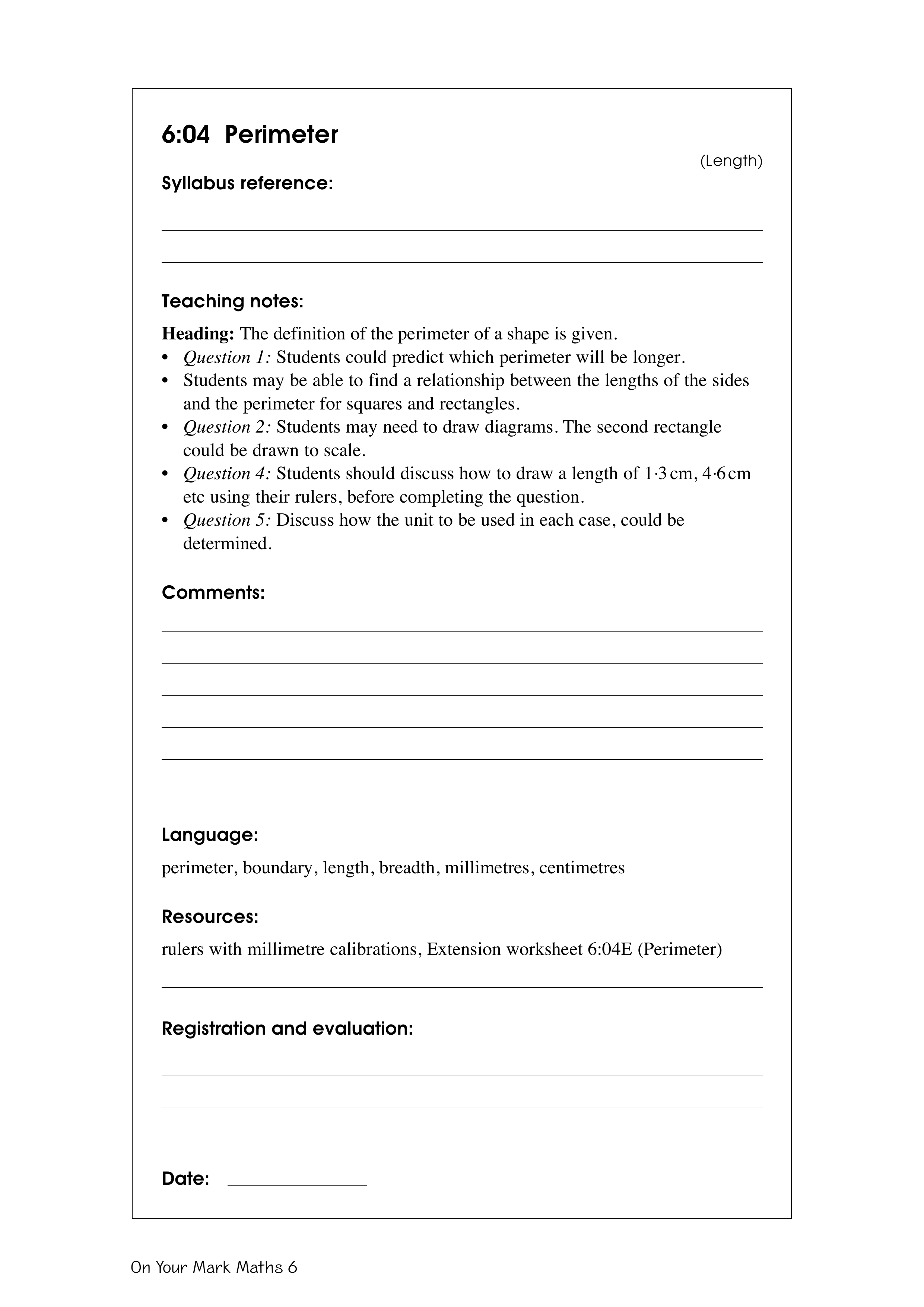 Perimeter — worksheet preview
