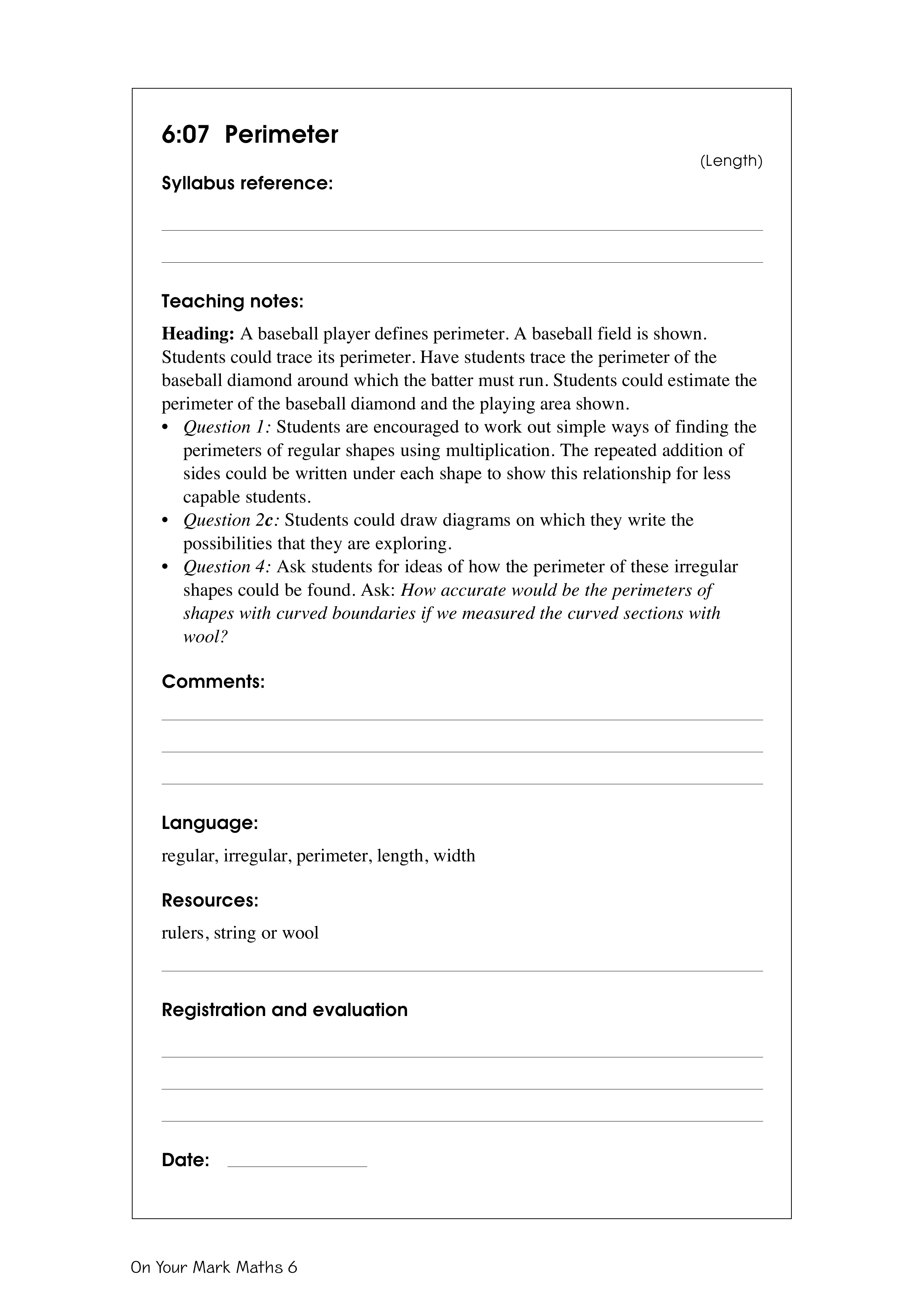 Perimeter — worksheet preview