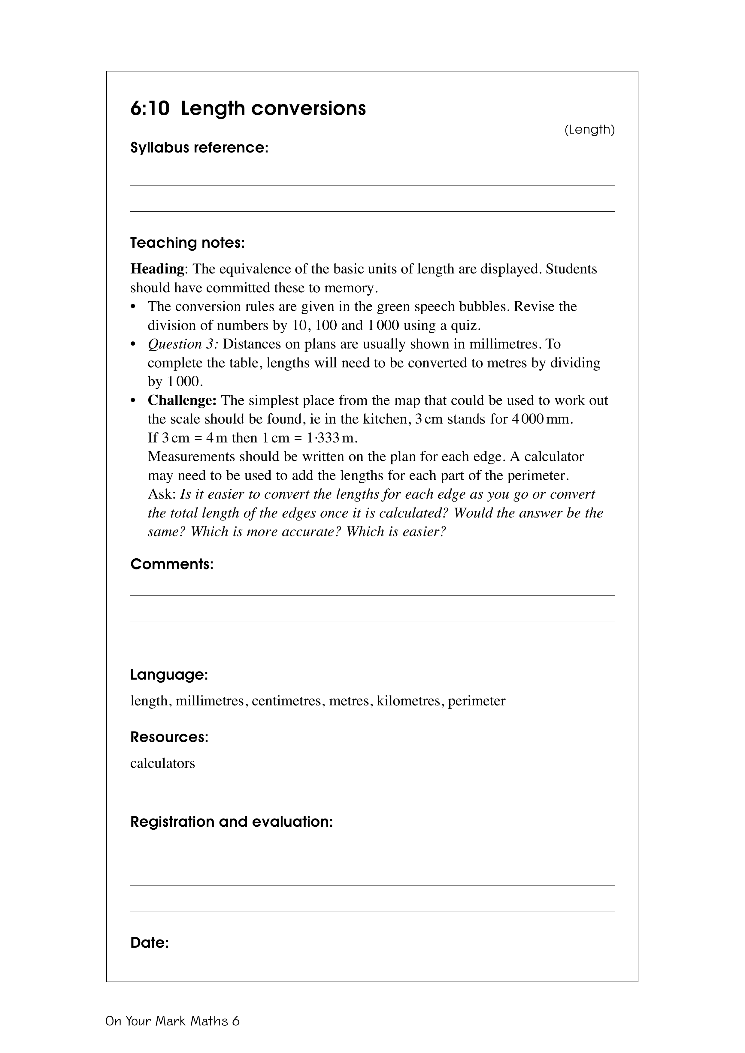 Length conversions — worksheet preview