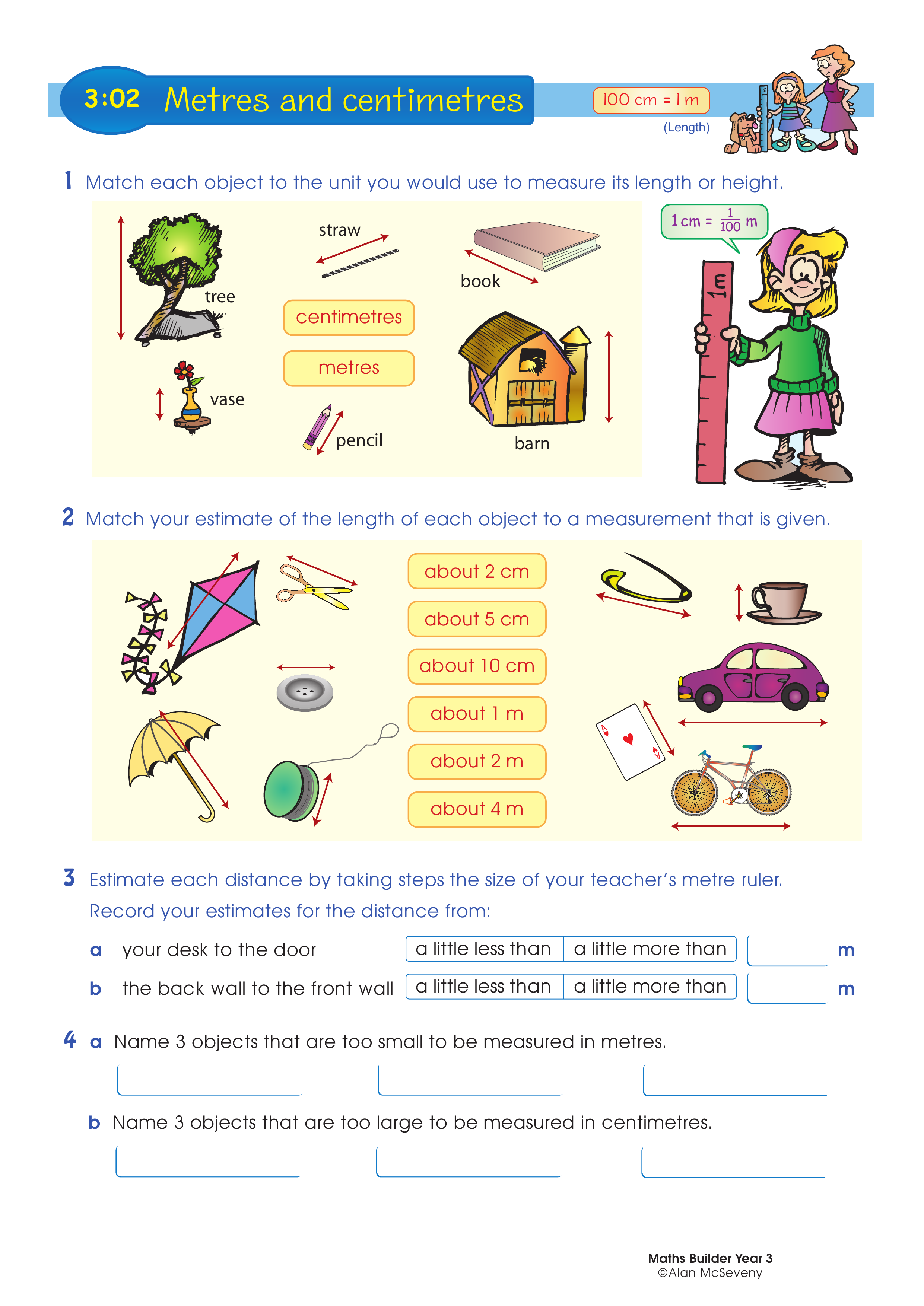 Metres and centimetres — worksheet preview