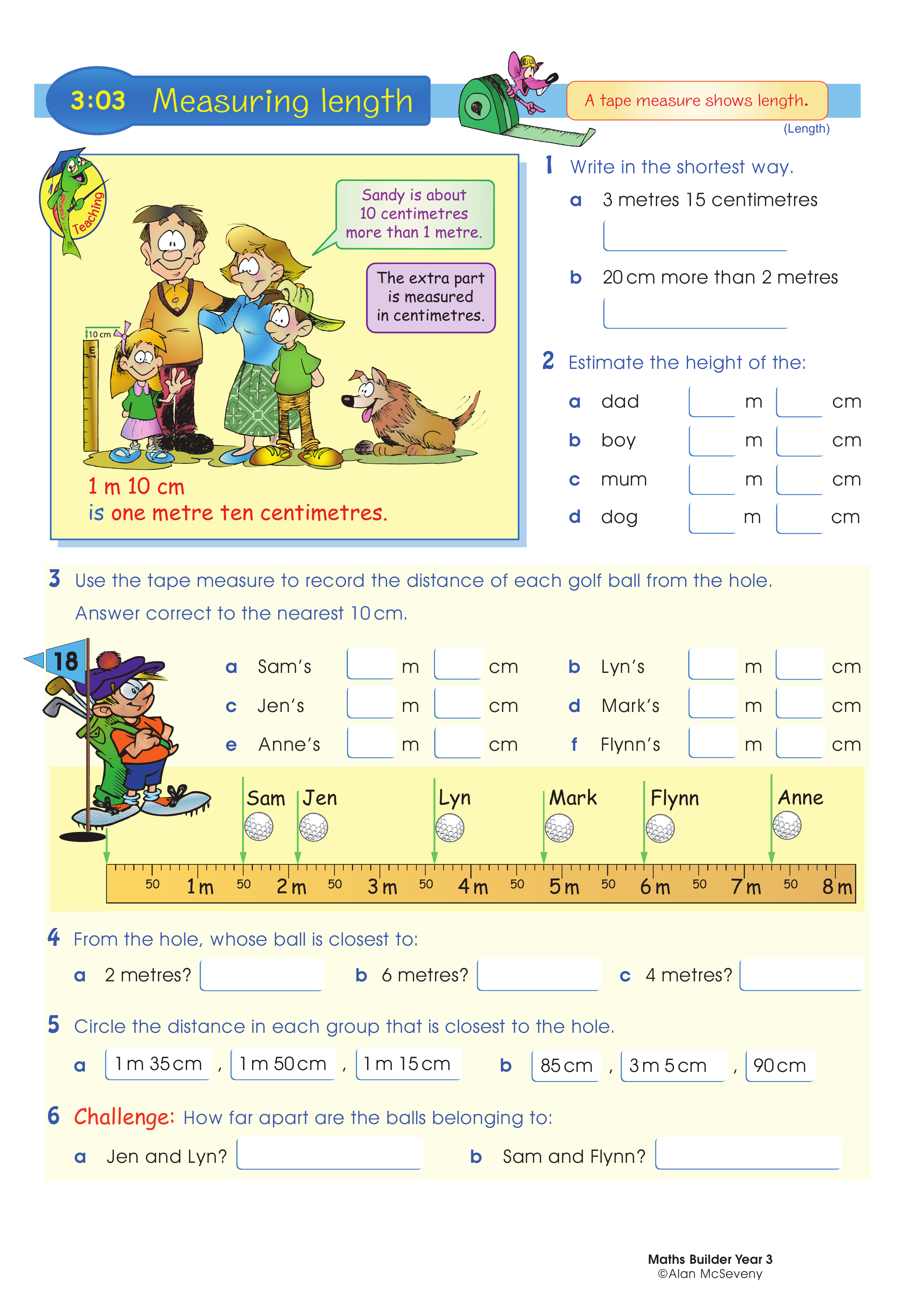 Measuring length — worksheet preview