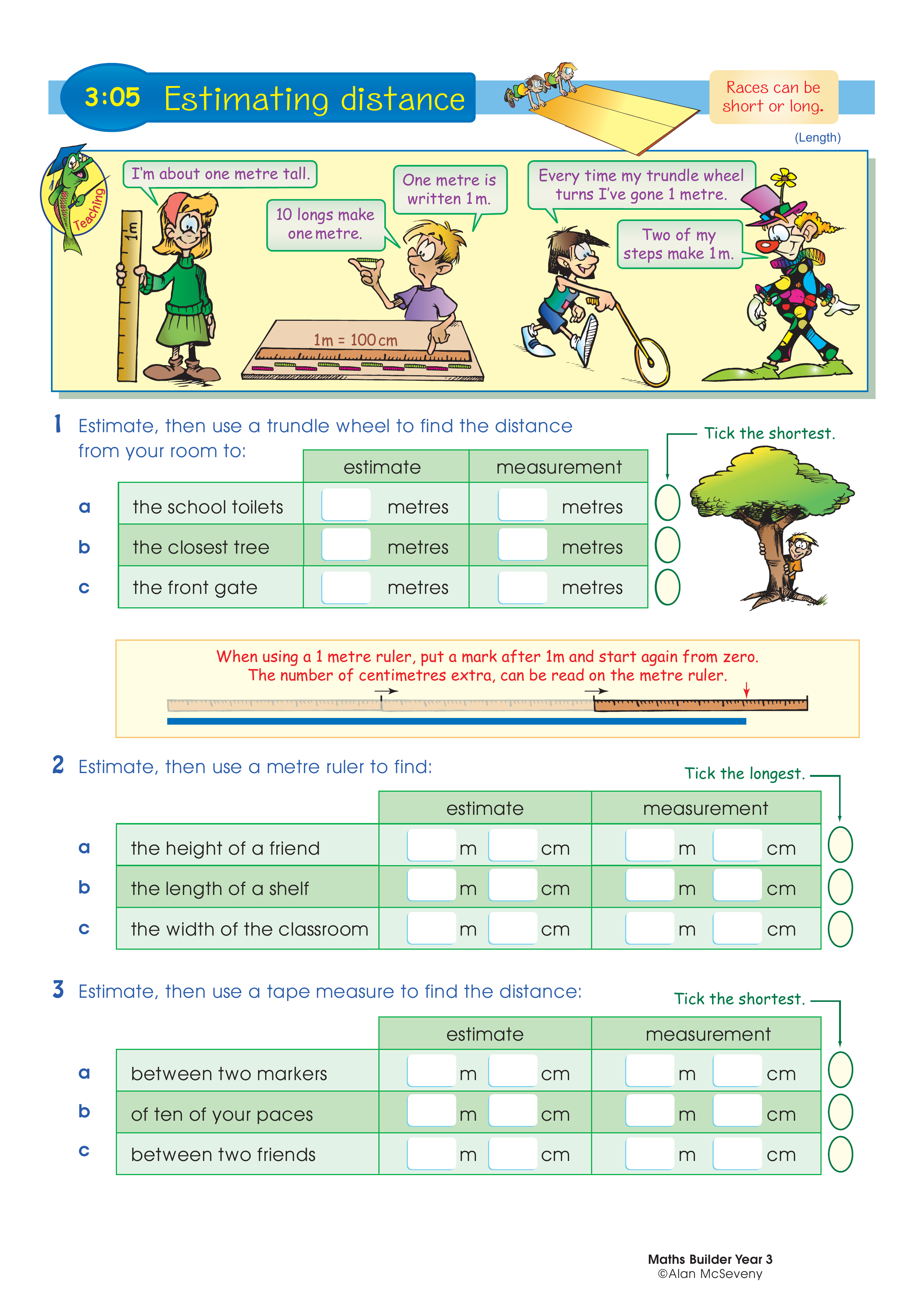Estimating distance — worksheet preview