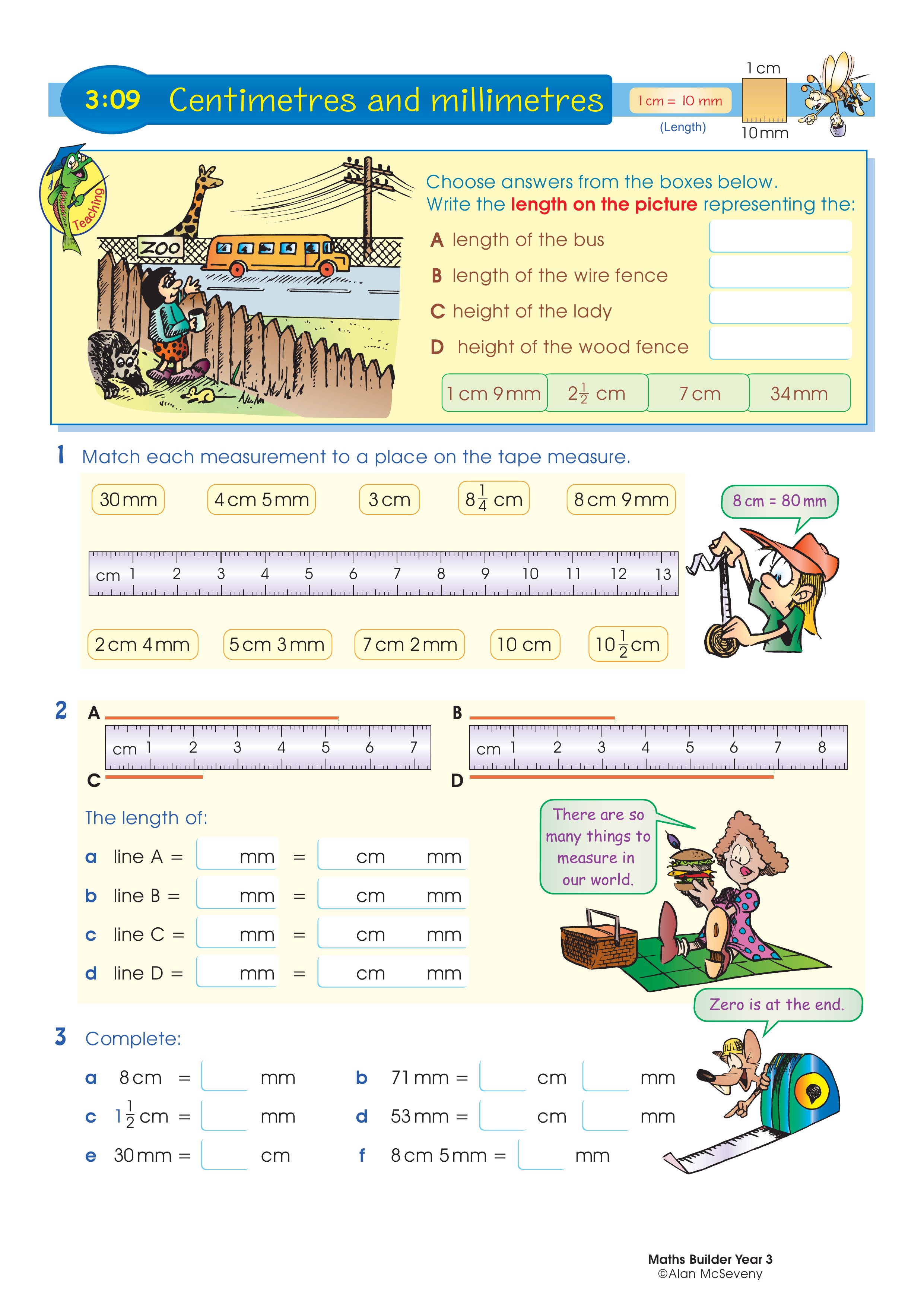 Centimetres and millimetres — worksheet preview