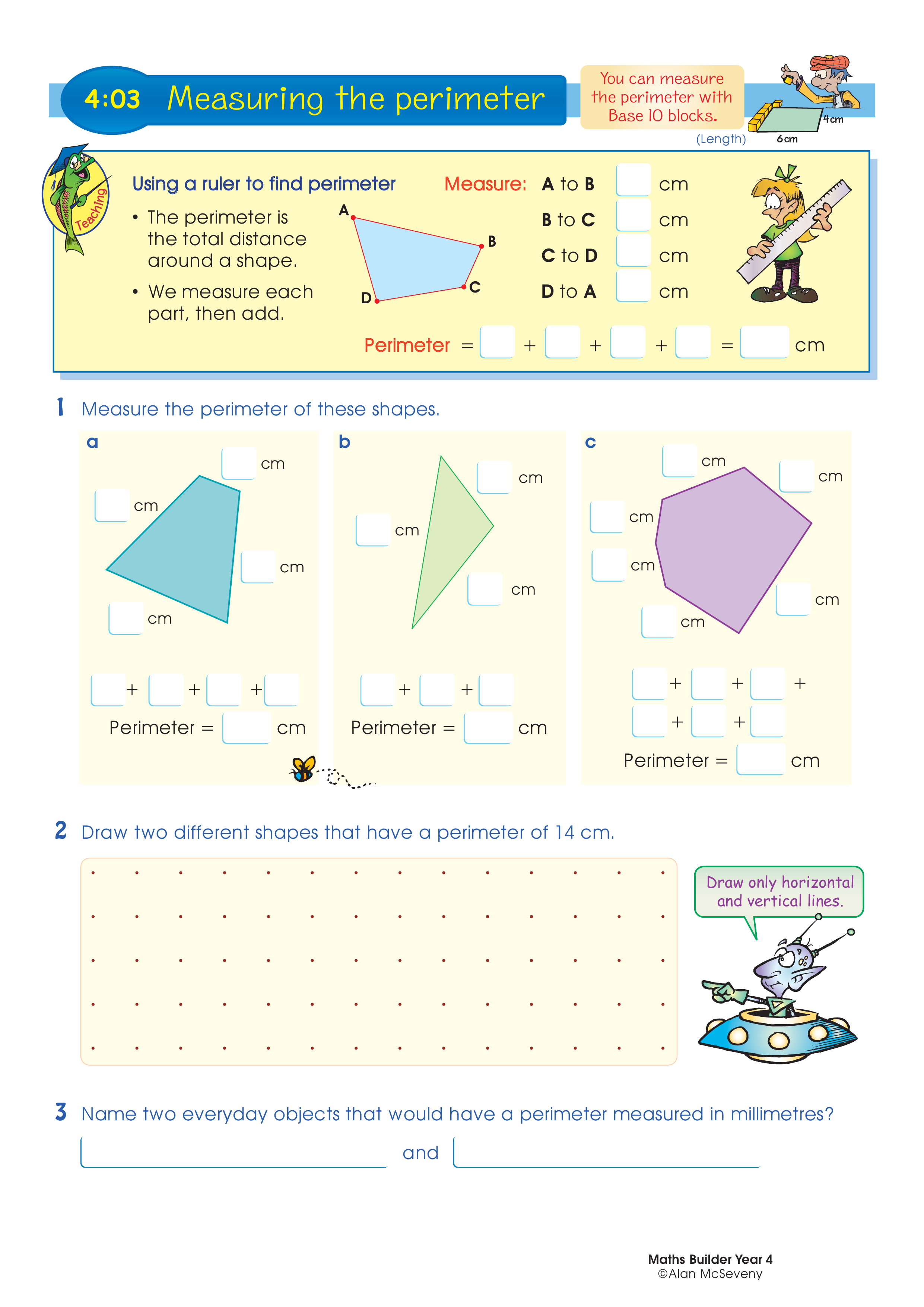 Measuring the perimeter — worksheet preview
