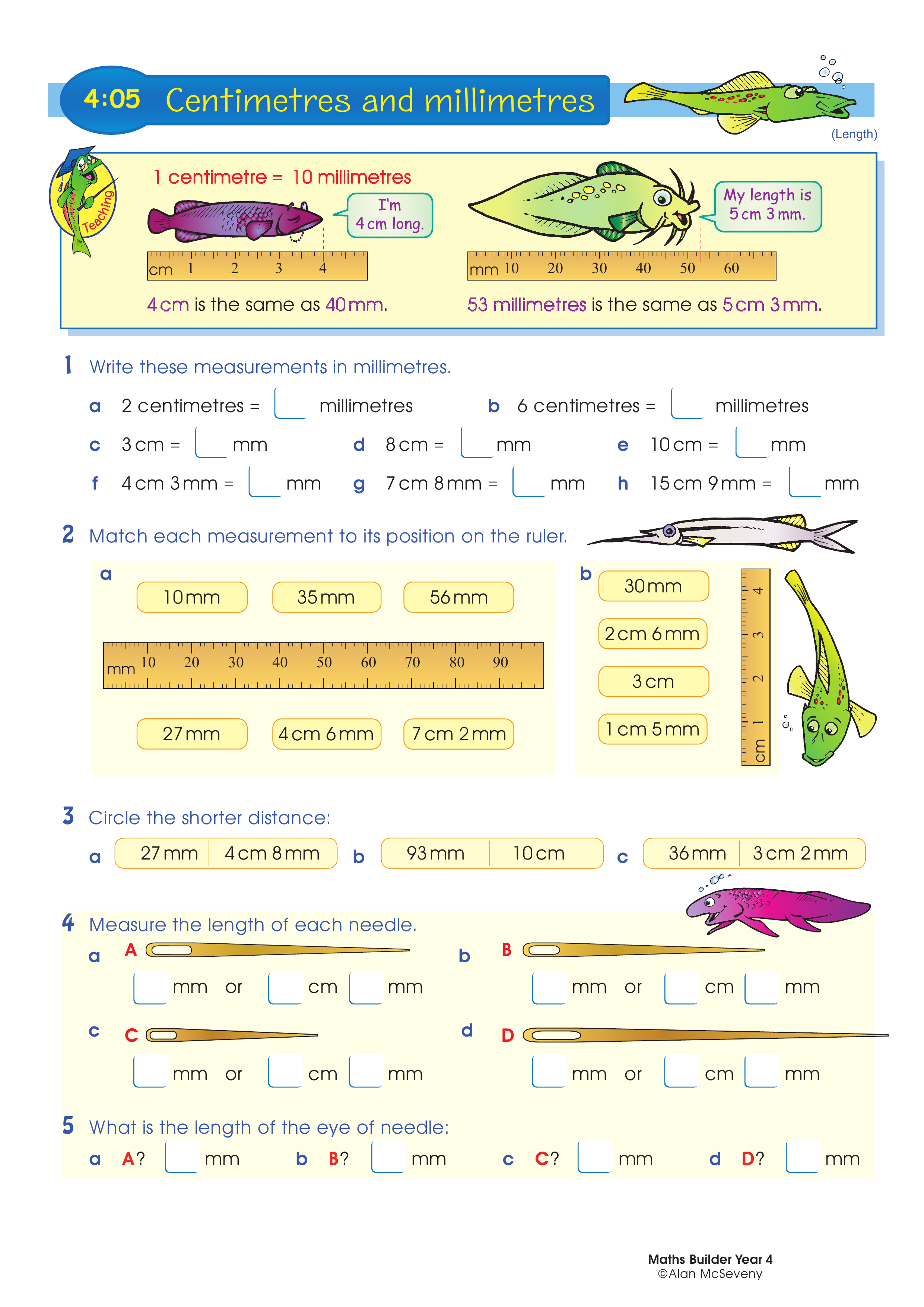 Centimetres and millimetres — worksheet preview