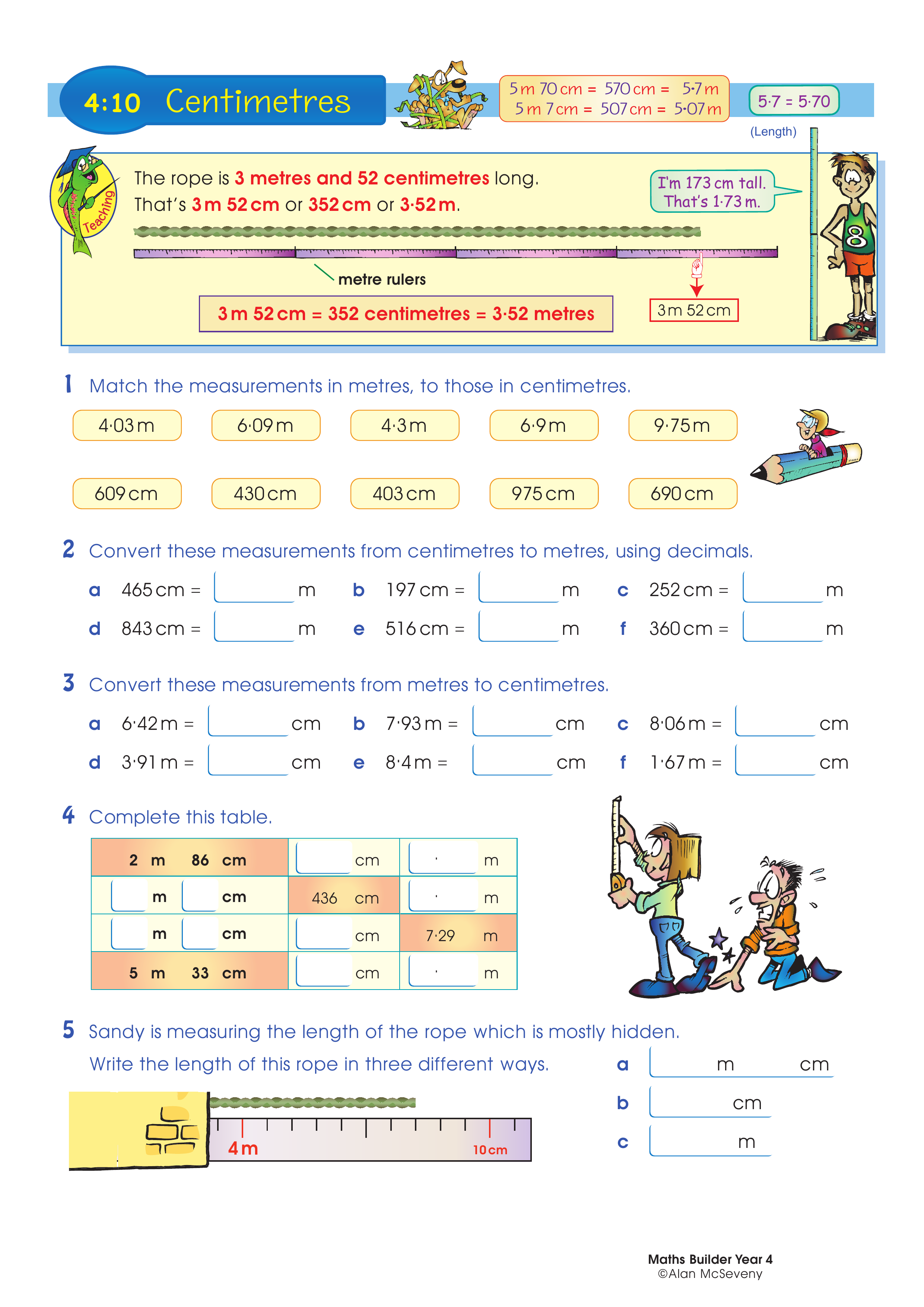 Centimetres — worksheet preview