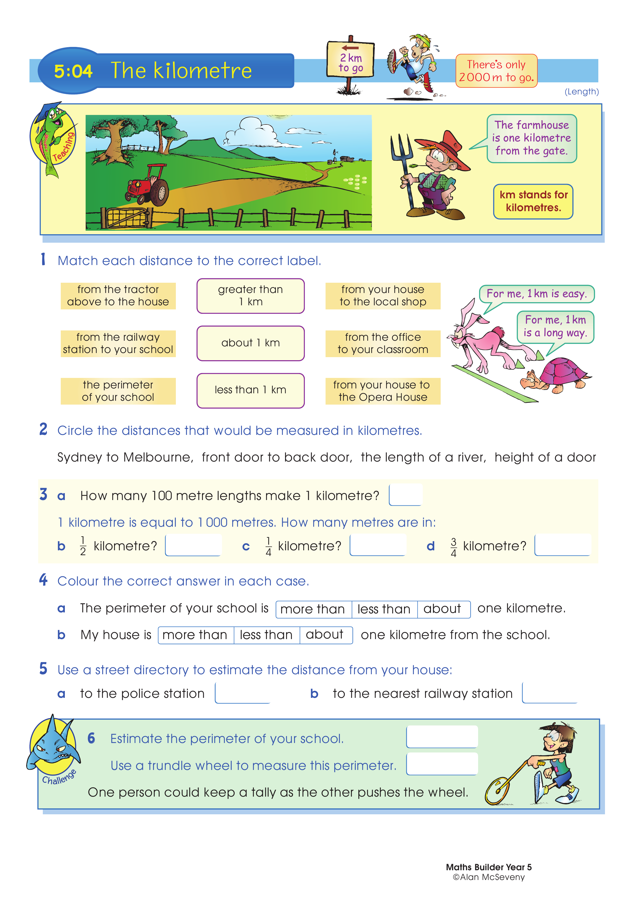 The kilometre — worksheet preview