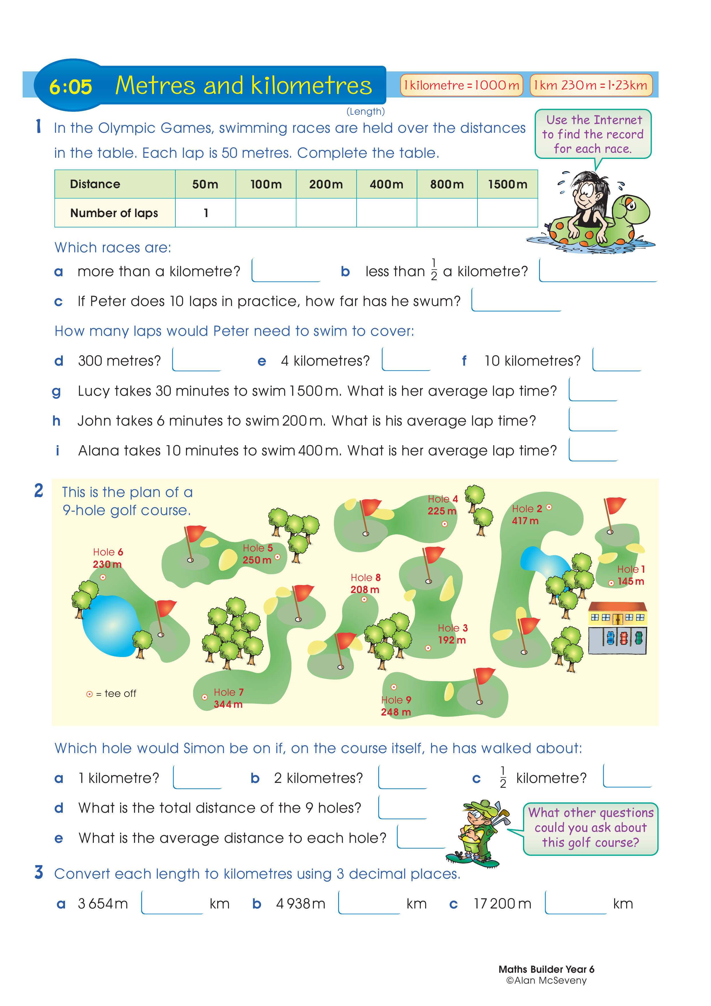 Metres and kilometres — worksheet preview