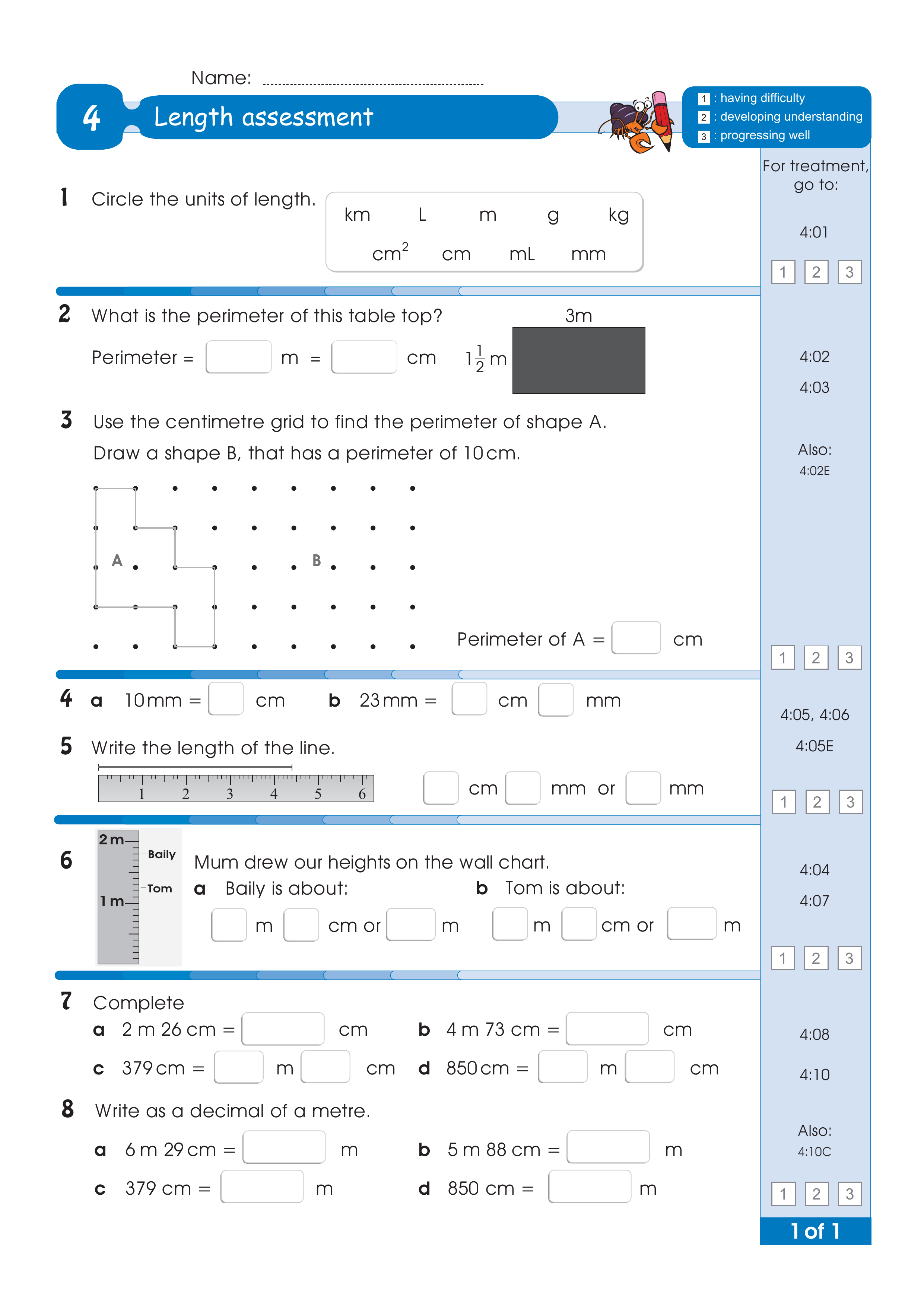 Assessment for the whole of Level 4 — worksheet preview