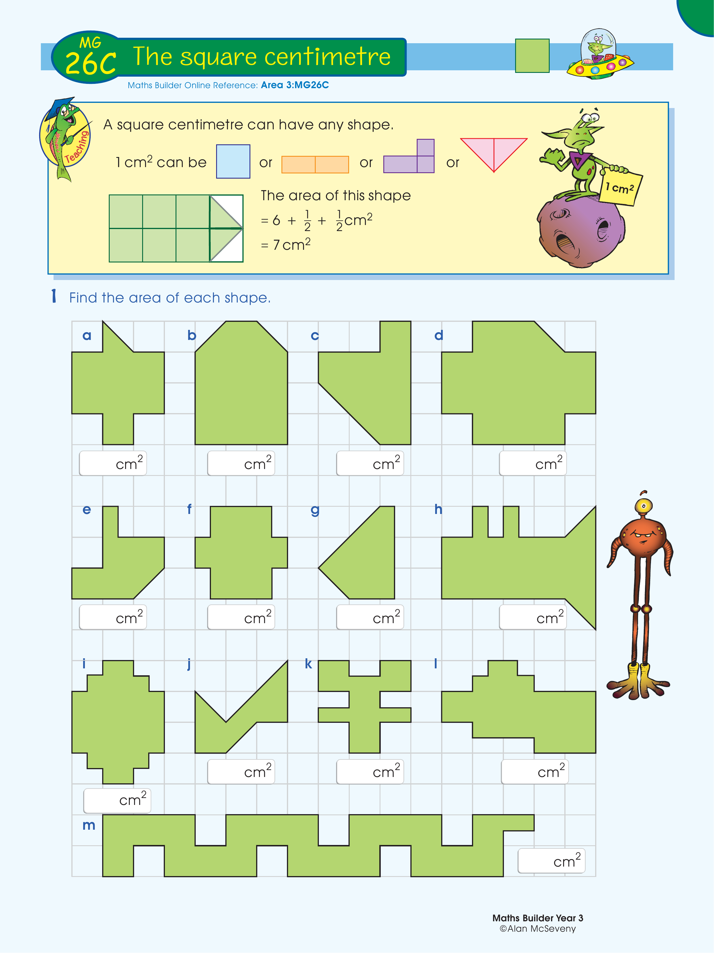 The square centimetre — worksheet preview