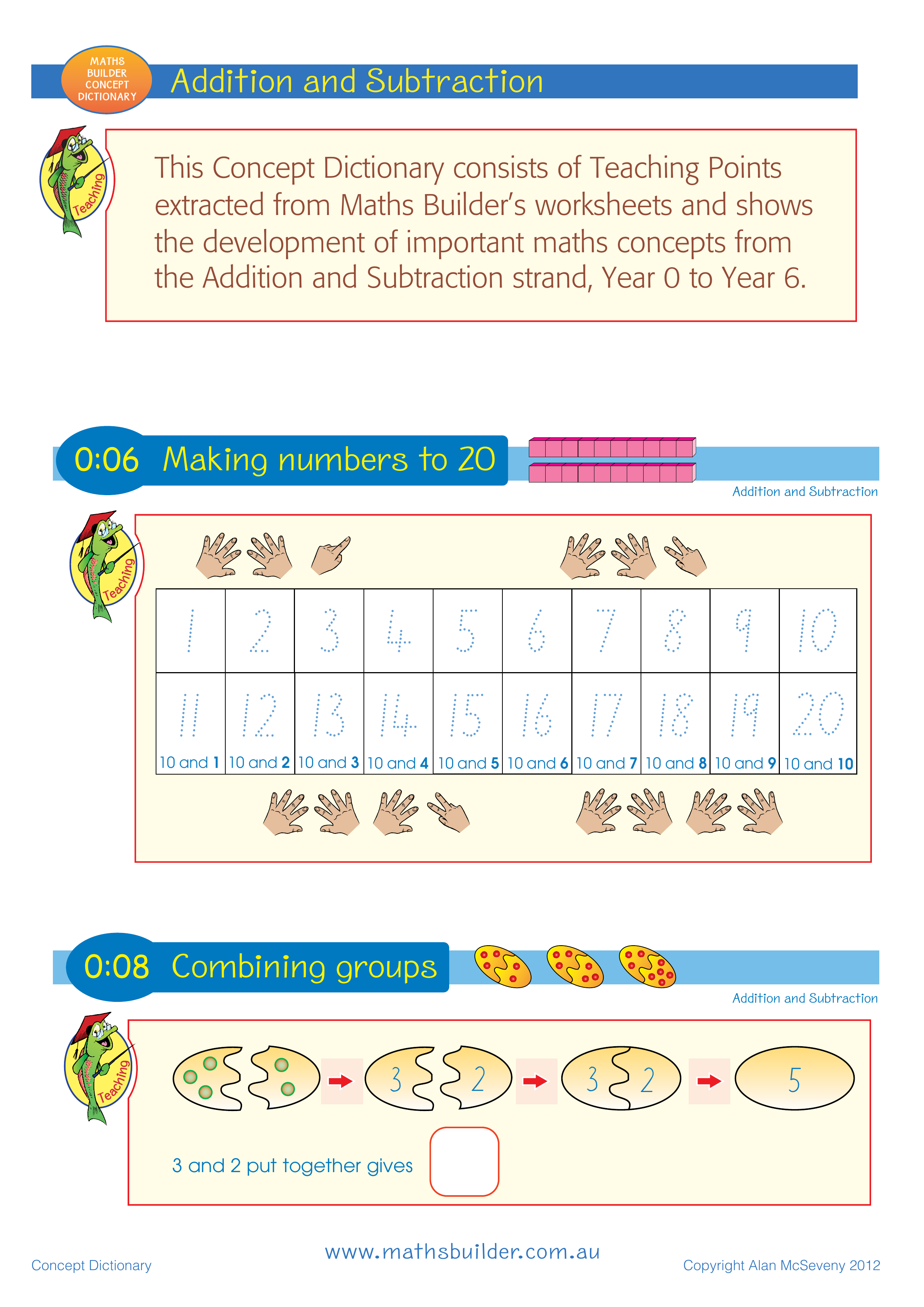 Concept Dictionary - Addition and Subtraction — worksheet preview