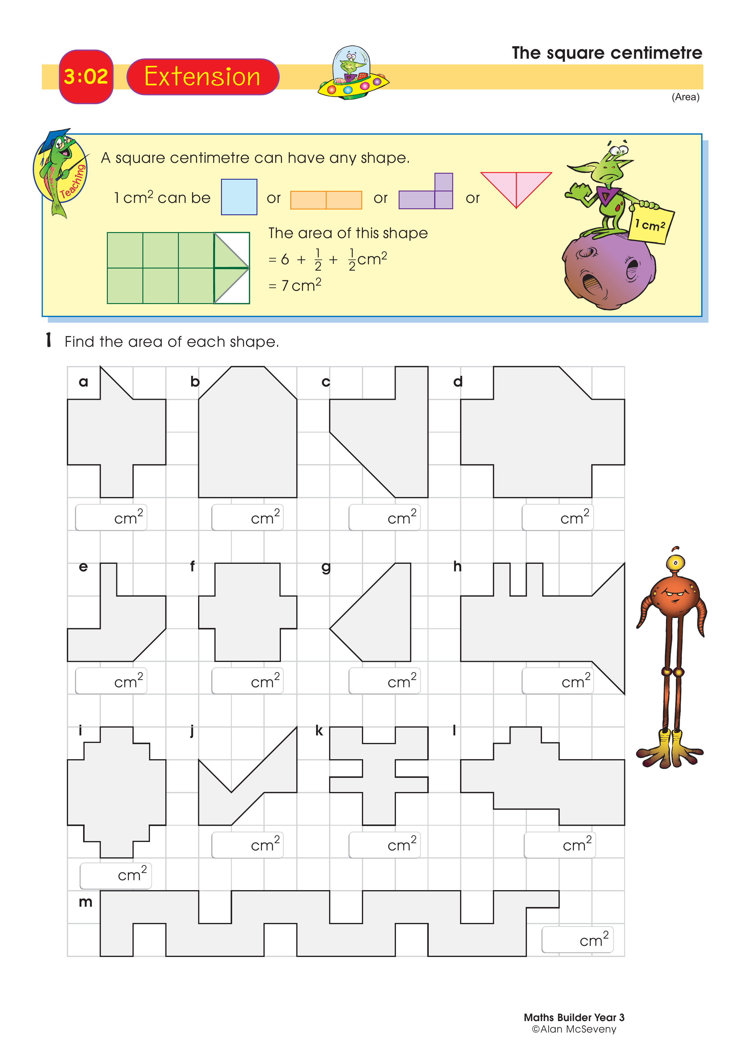 The square centimetre — worksheet preview