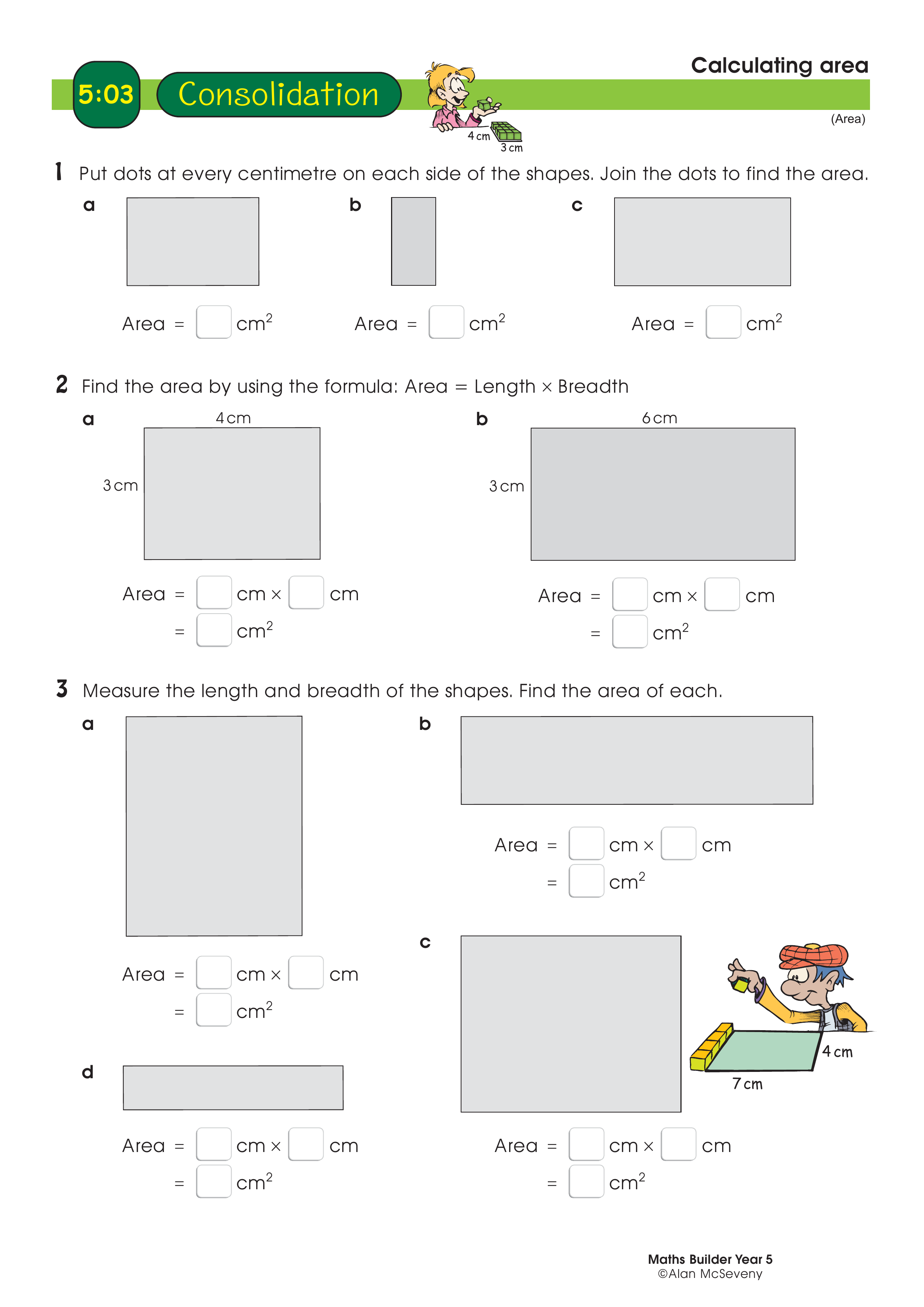 Calculating area — worksheet preview