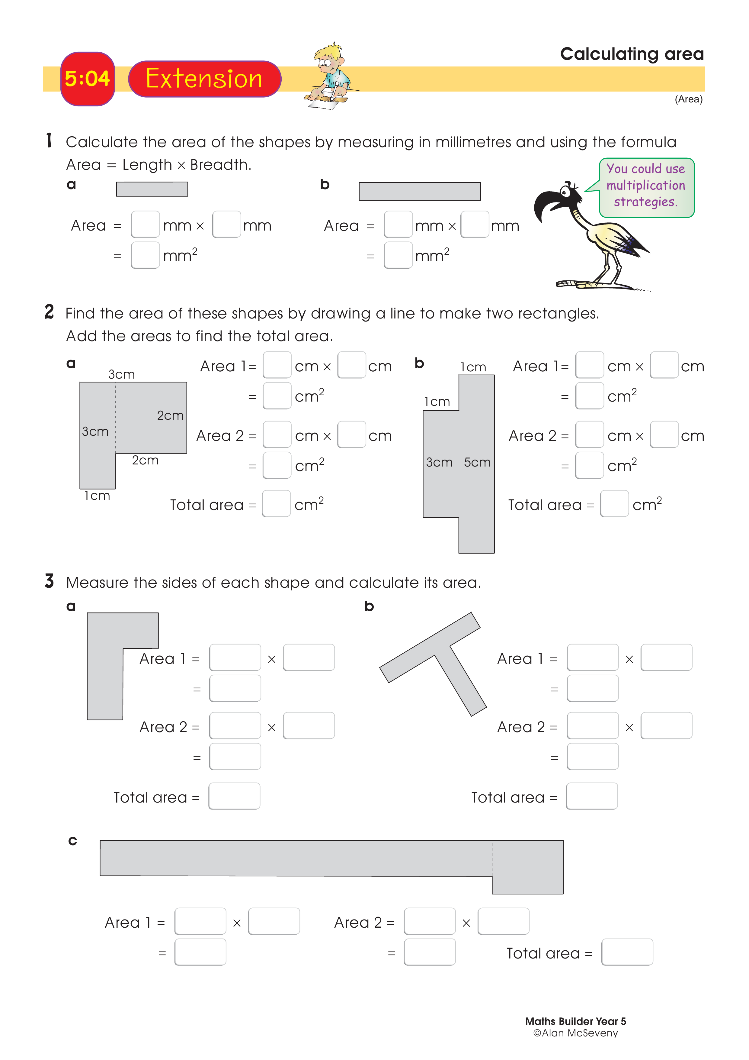 Calculating area — worksheet preview