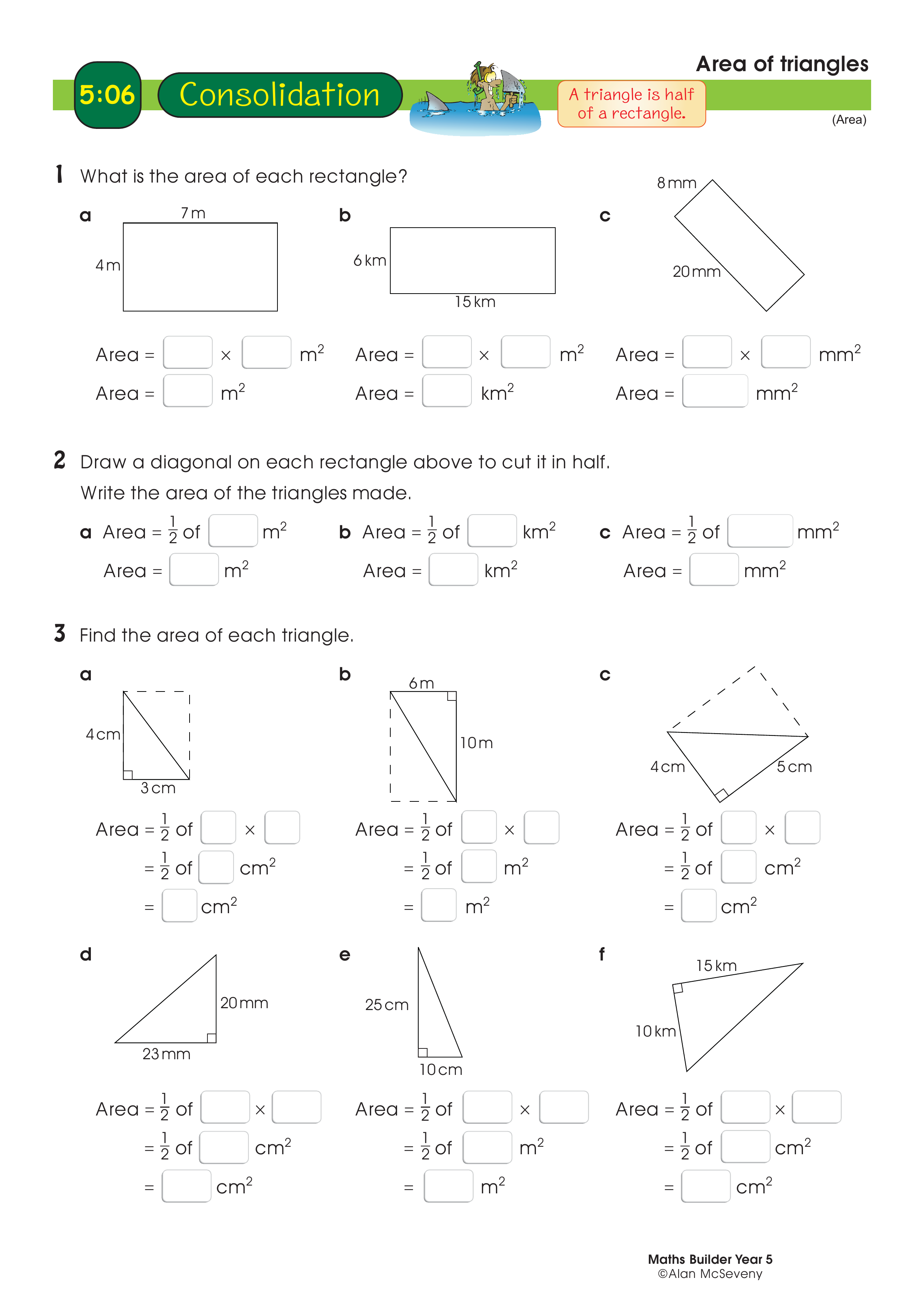 Area of triangles — worksheet preview