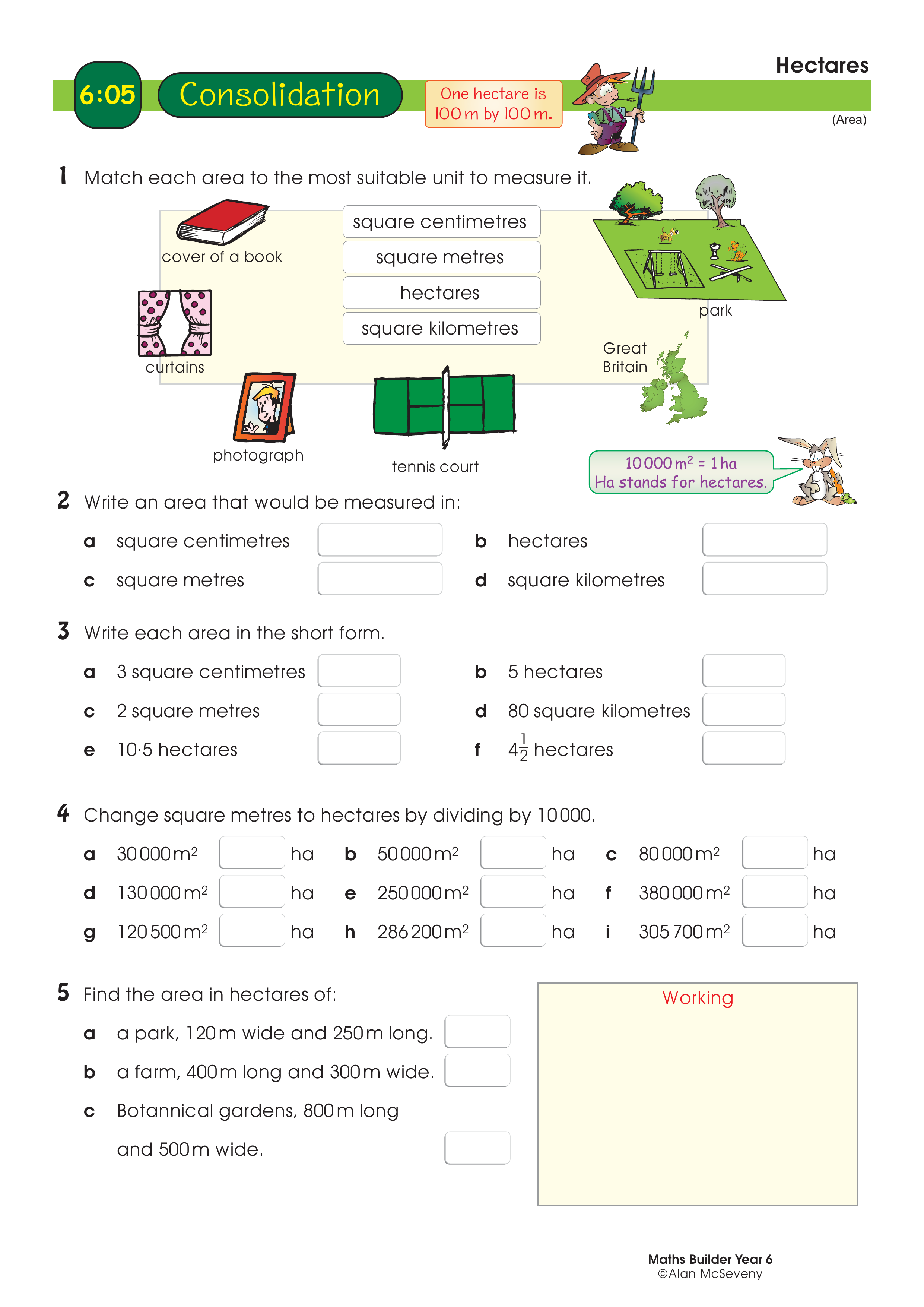 Hectares — worksheet preview