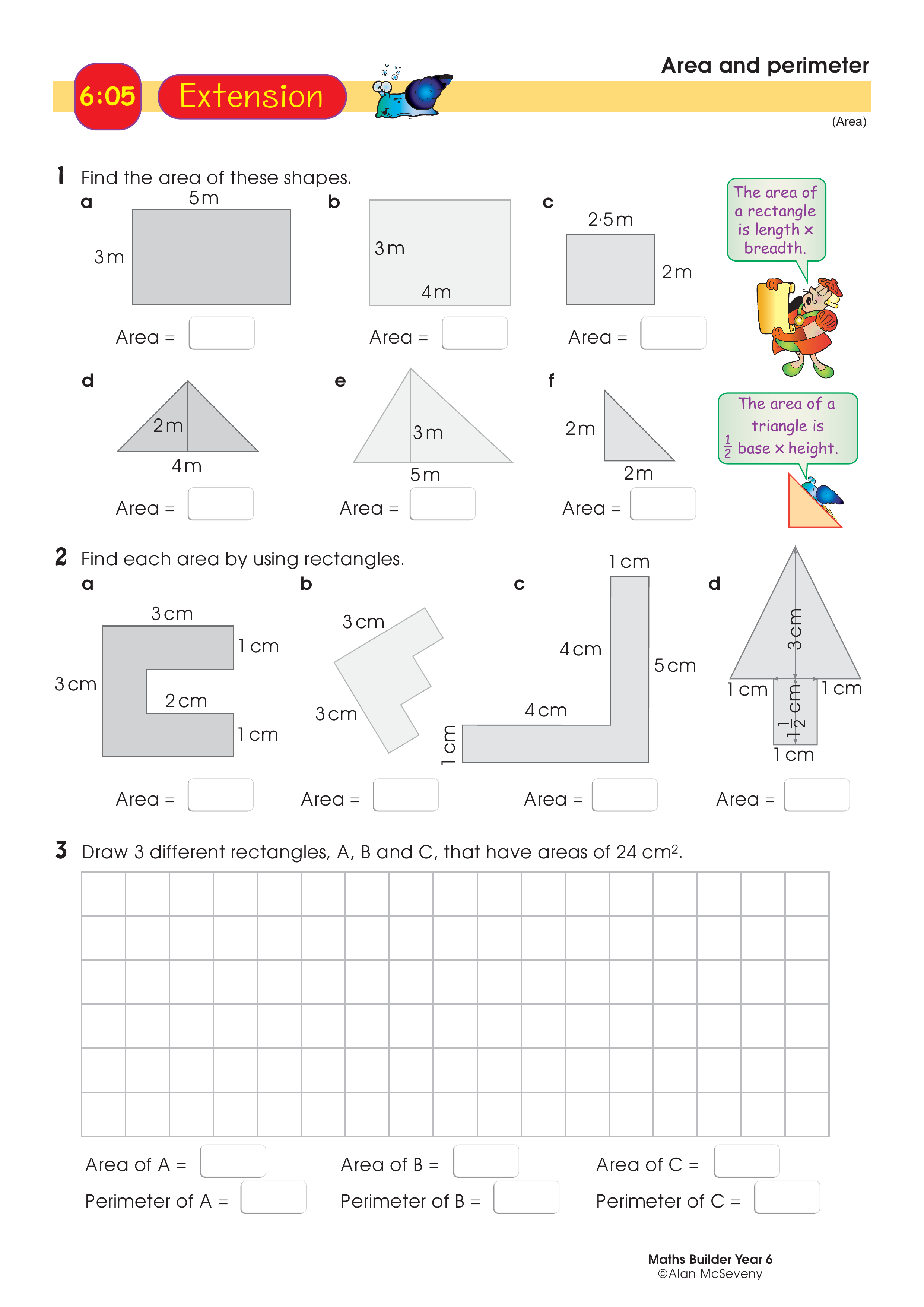Area and perimeter — worksheet preview