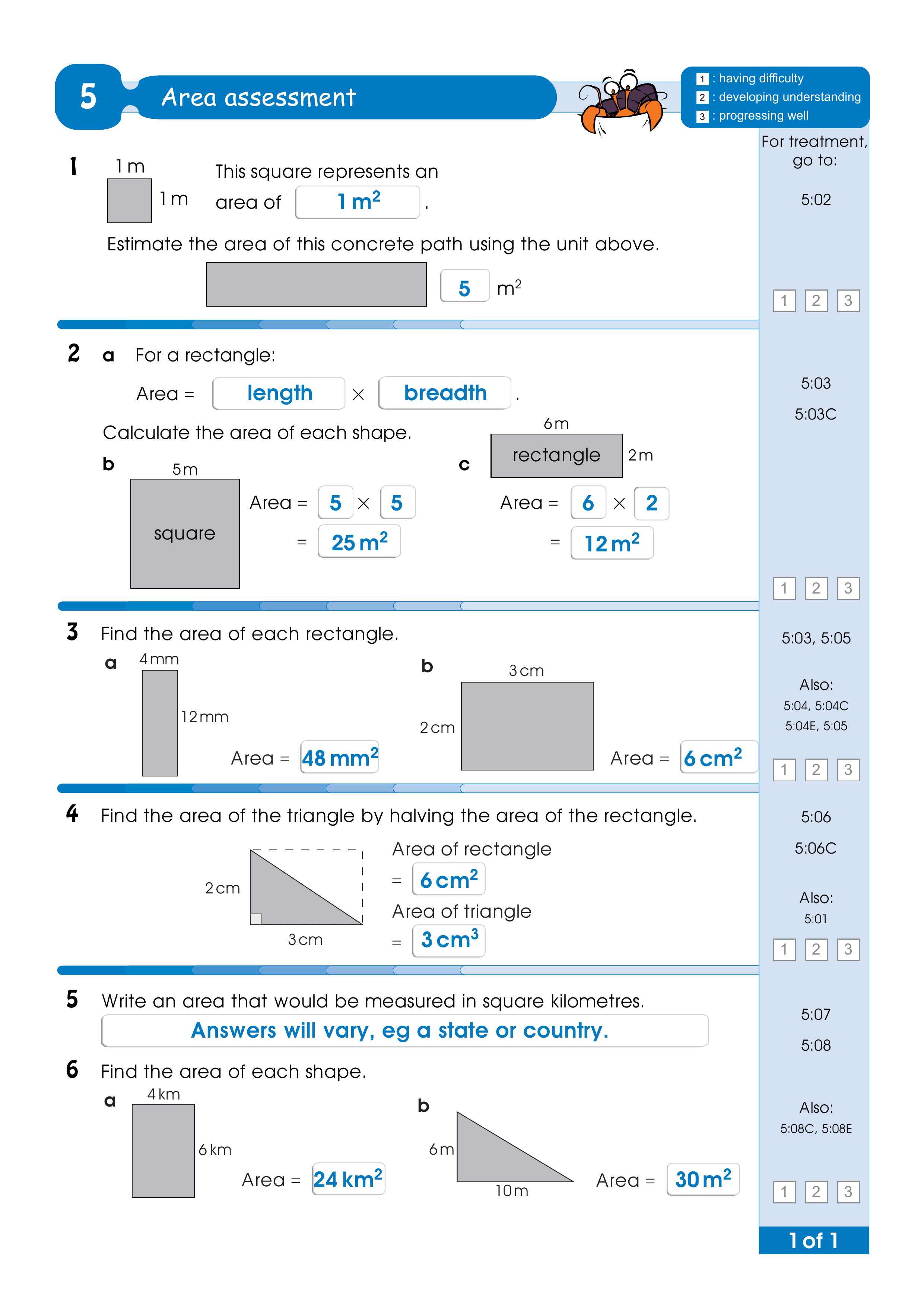 Assessment test answers — worksheet preview