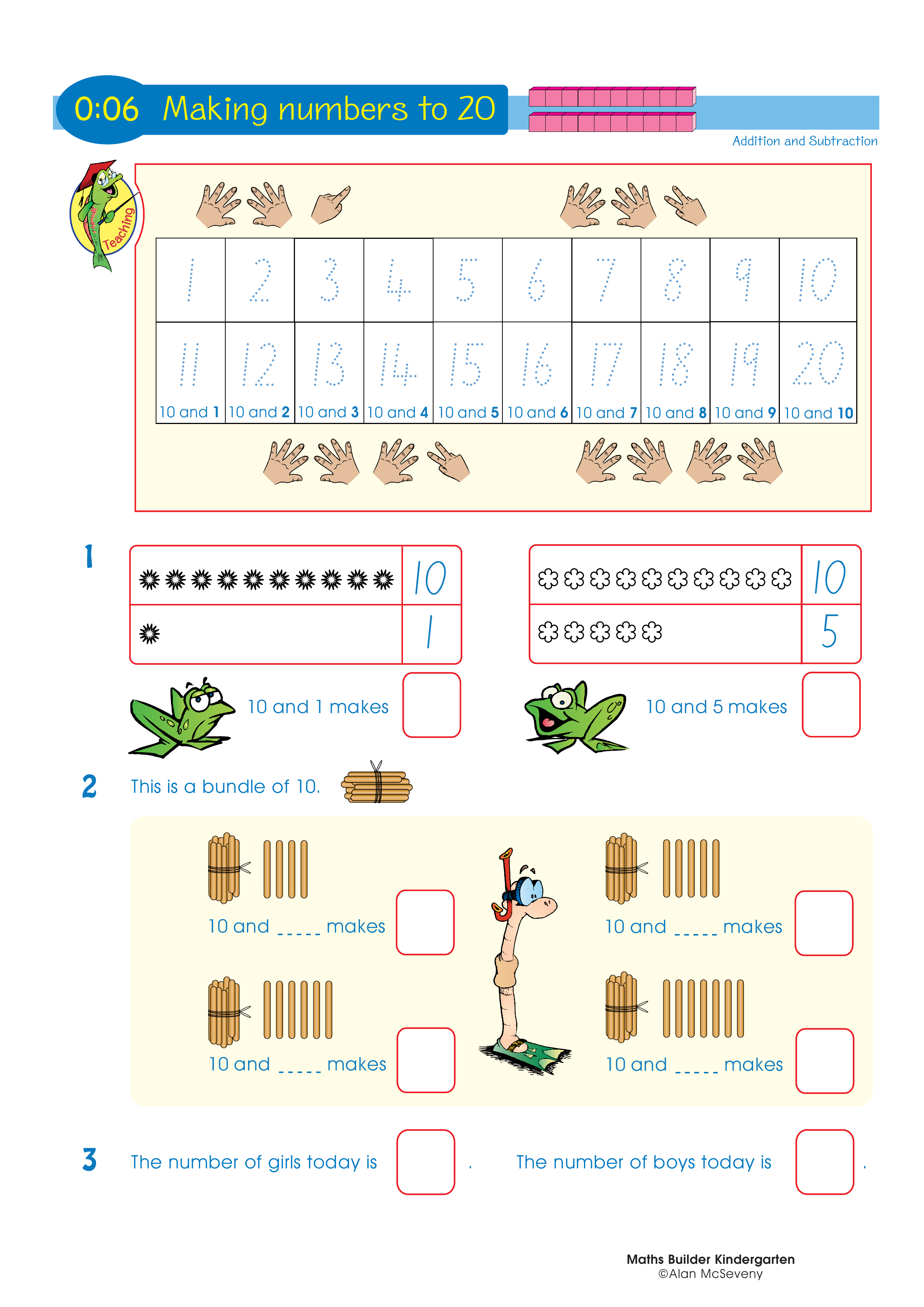 Making numbers to 20 — worksheet preview