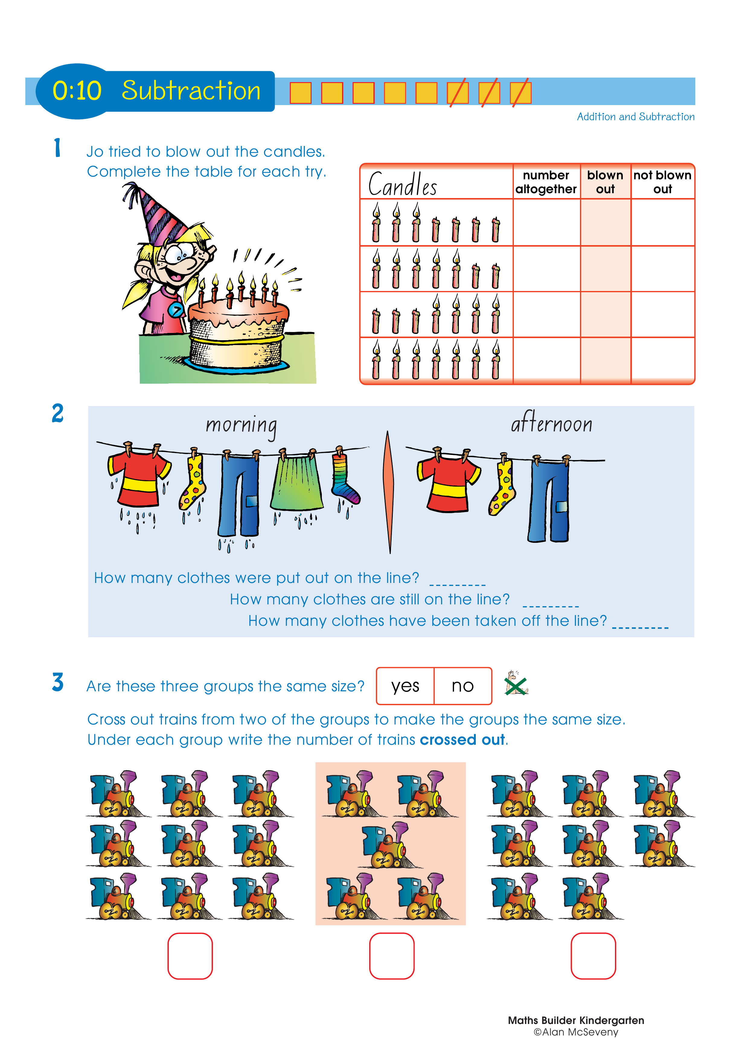 Subtraction — worksheet preview