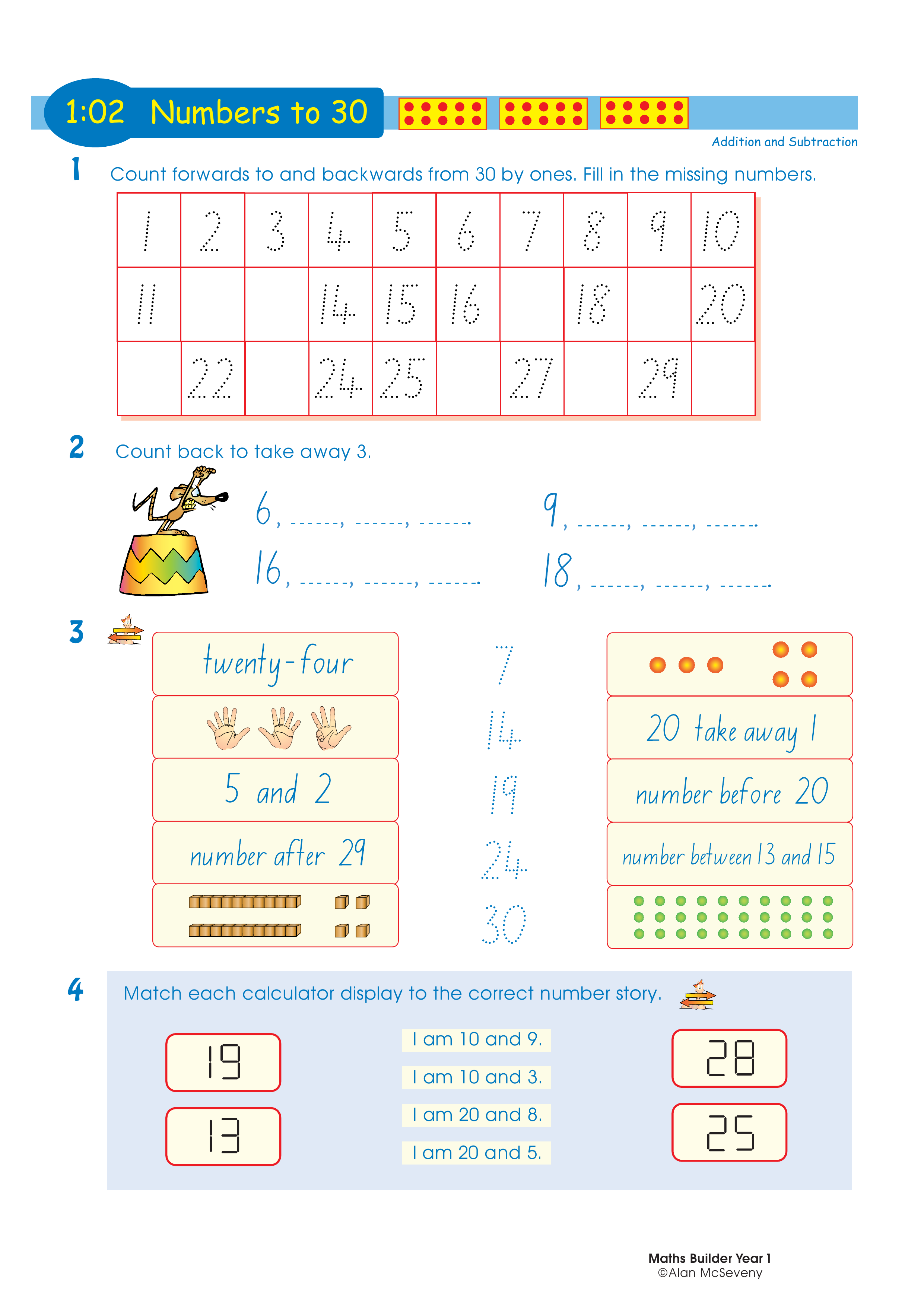 Numbers to 30 — worksheet preview