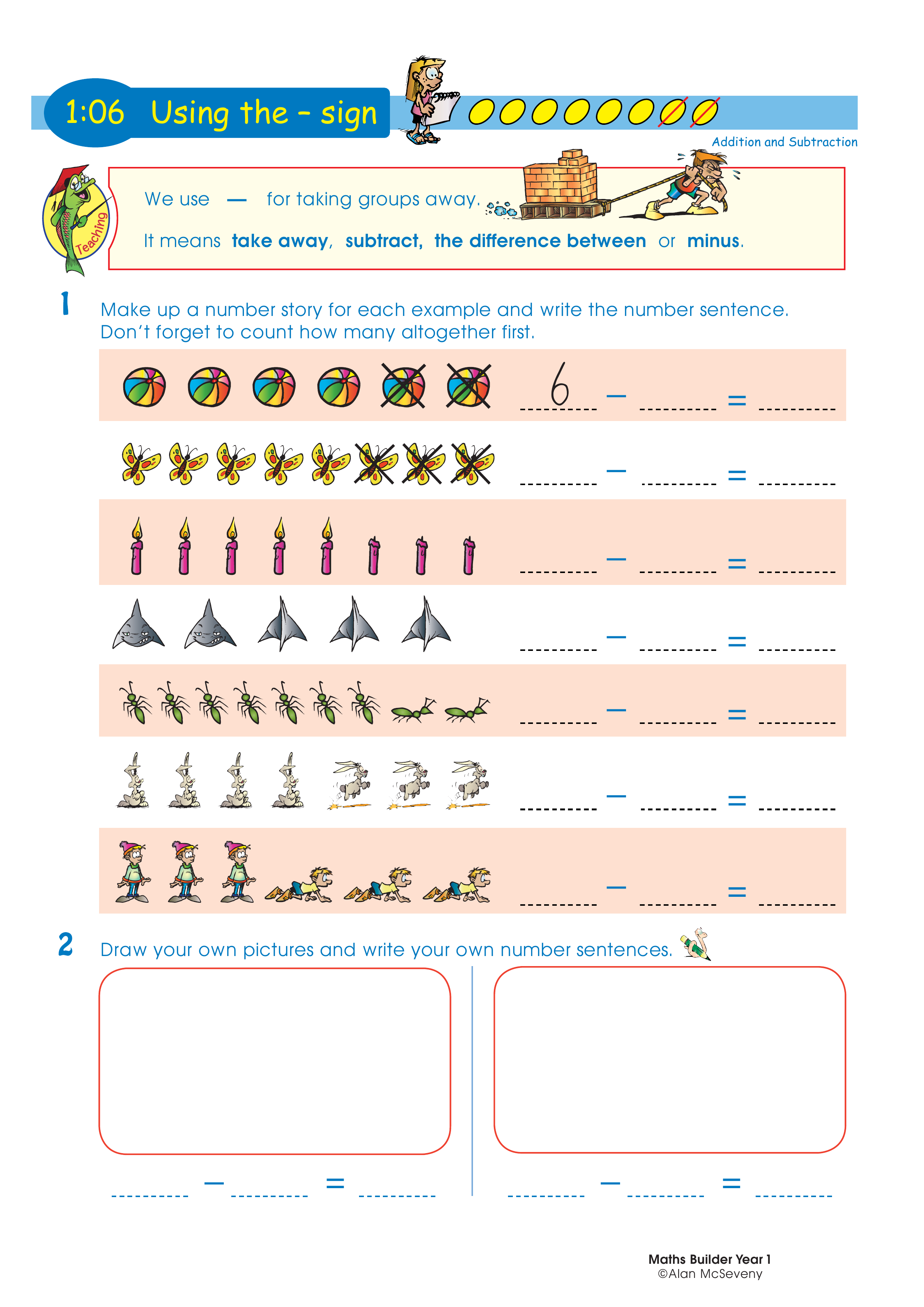 Using the - sign — worksheet preview