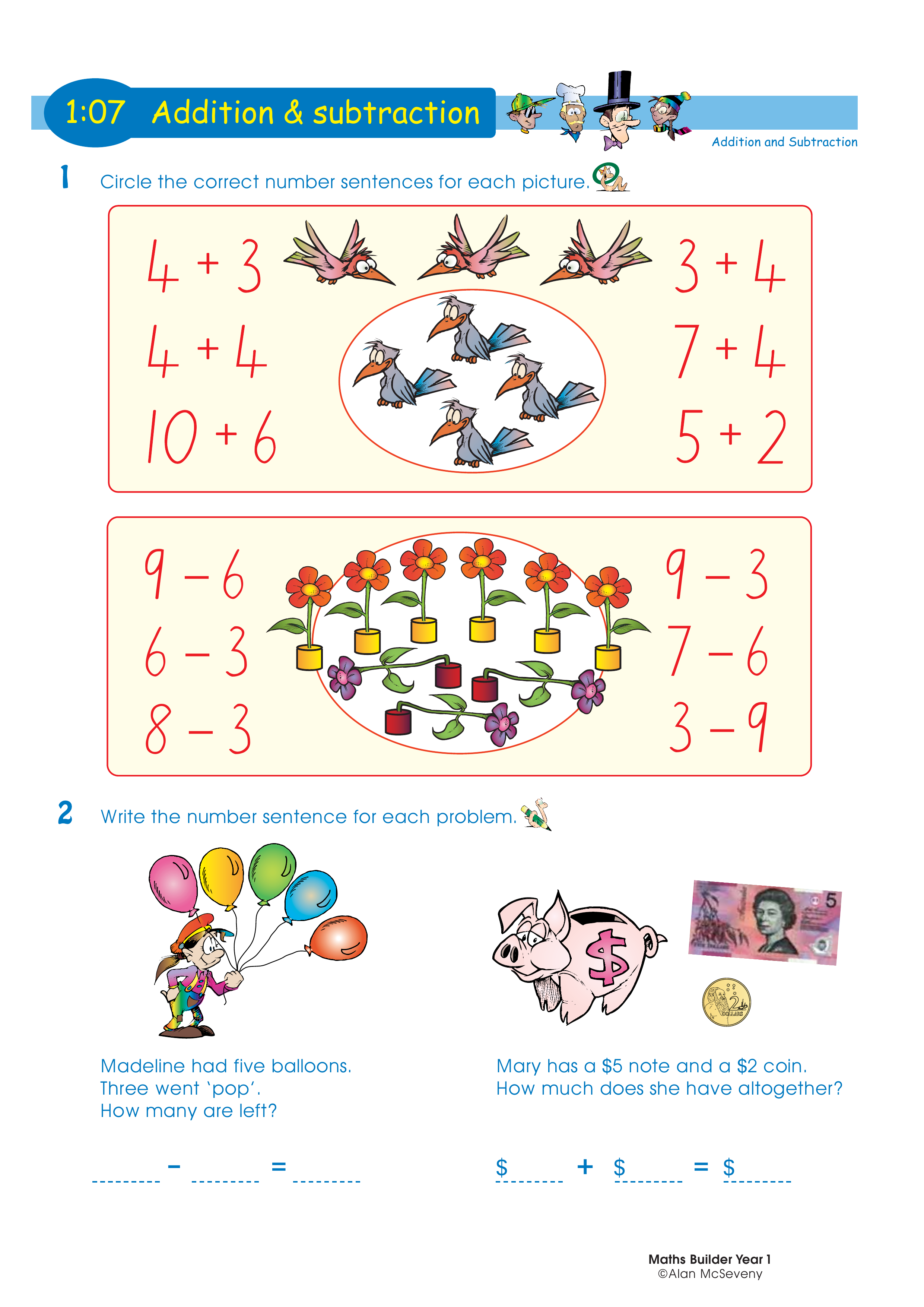 Addition & subtraction — worksheet preview