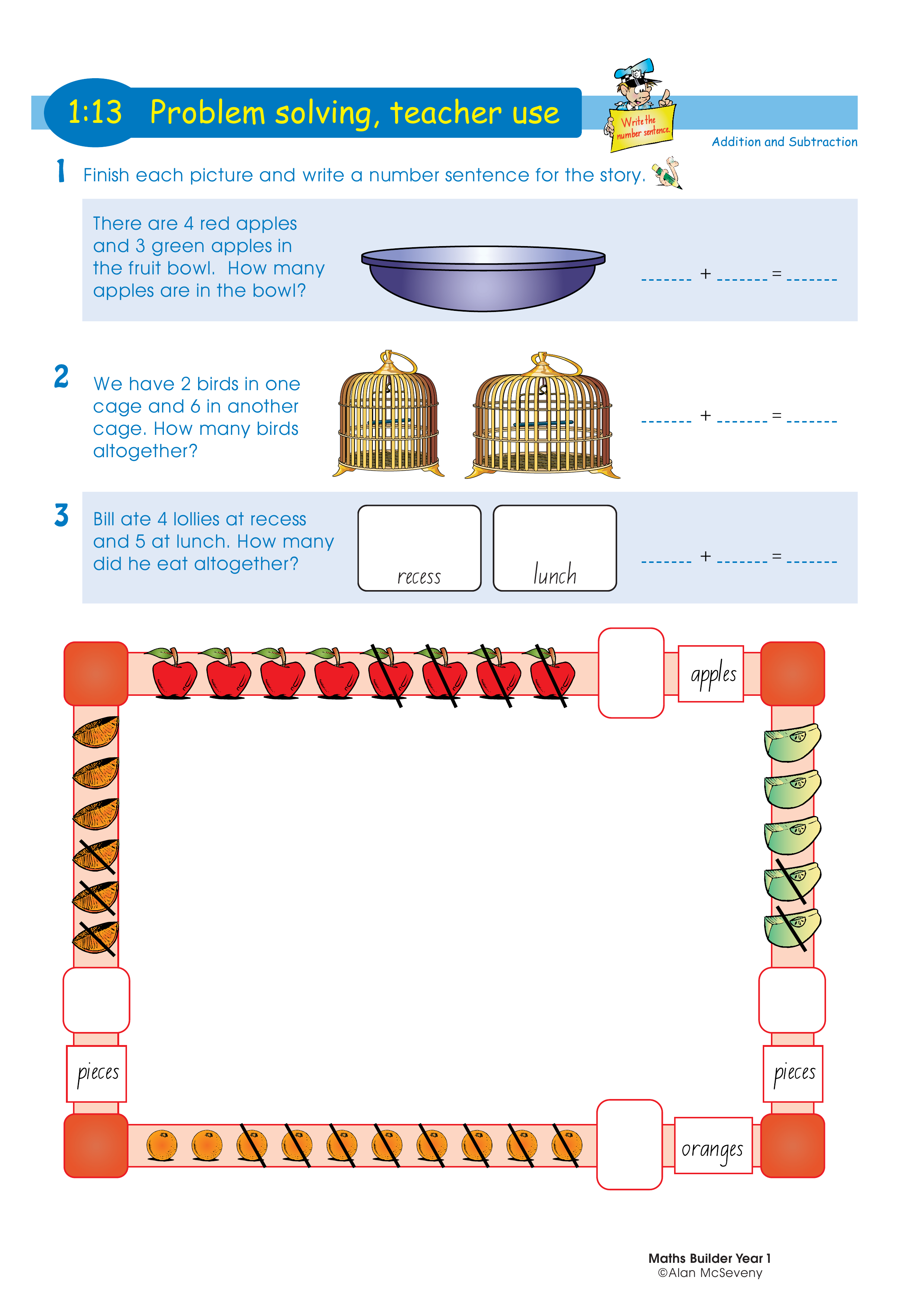Problem solving, teacher use — worksheet preview