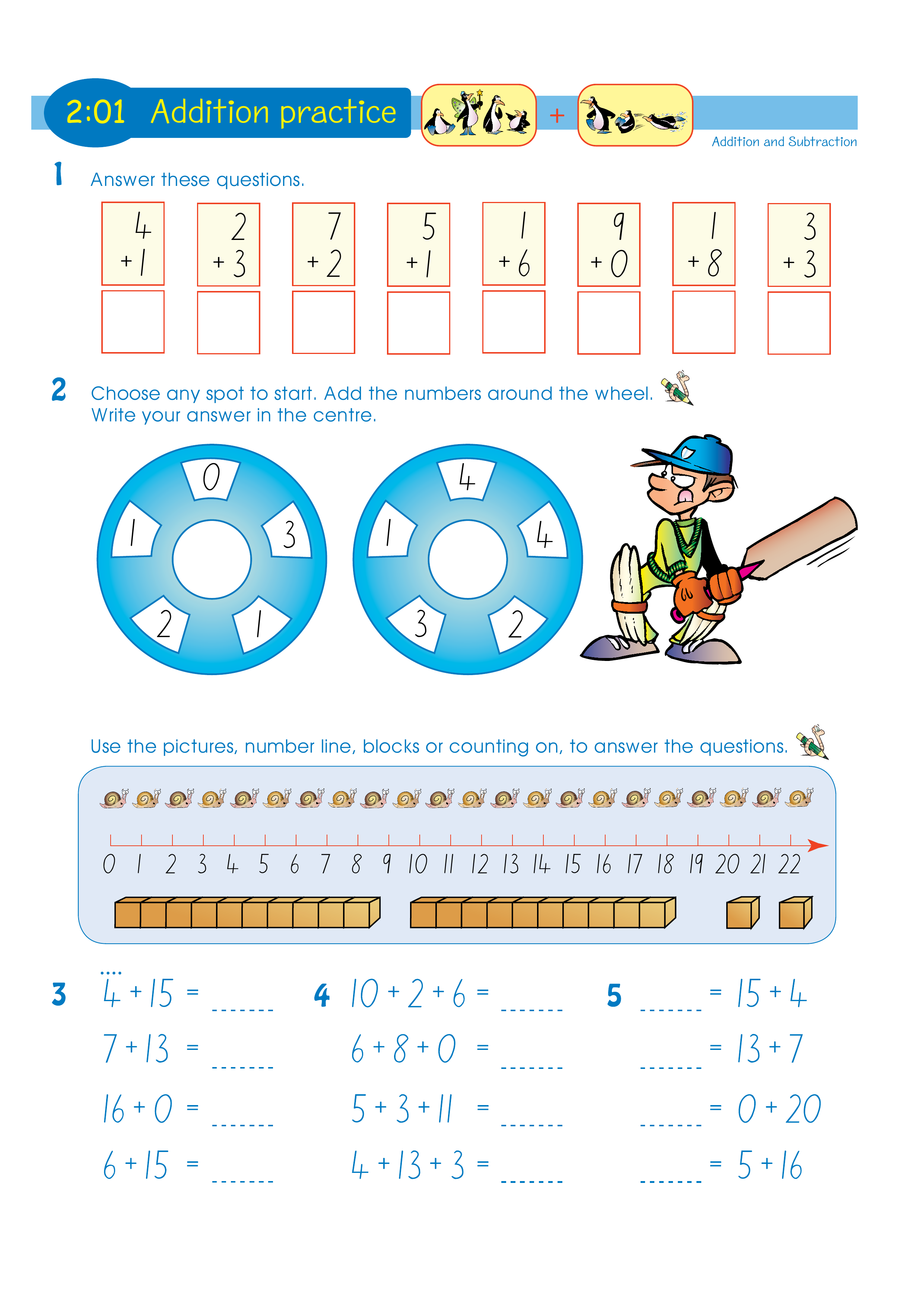 Addition practice — worksheet preview