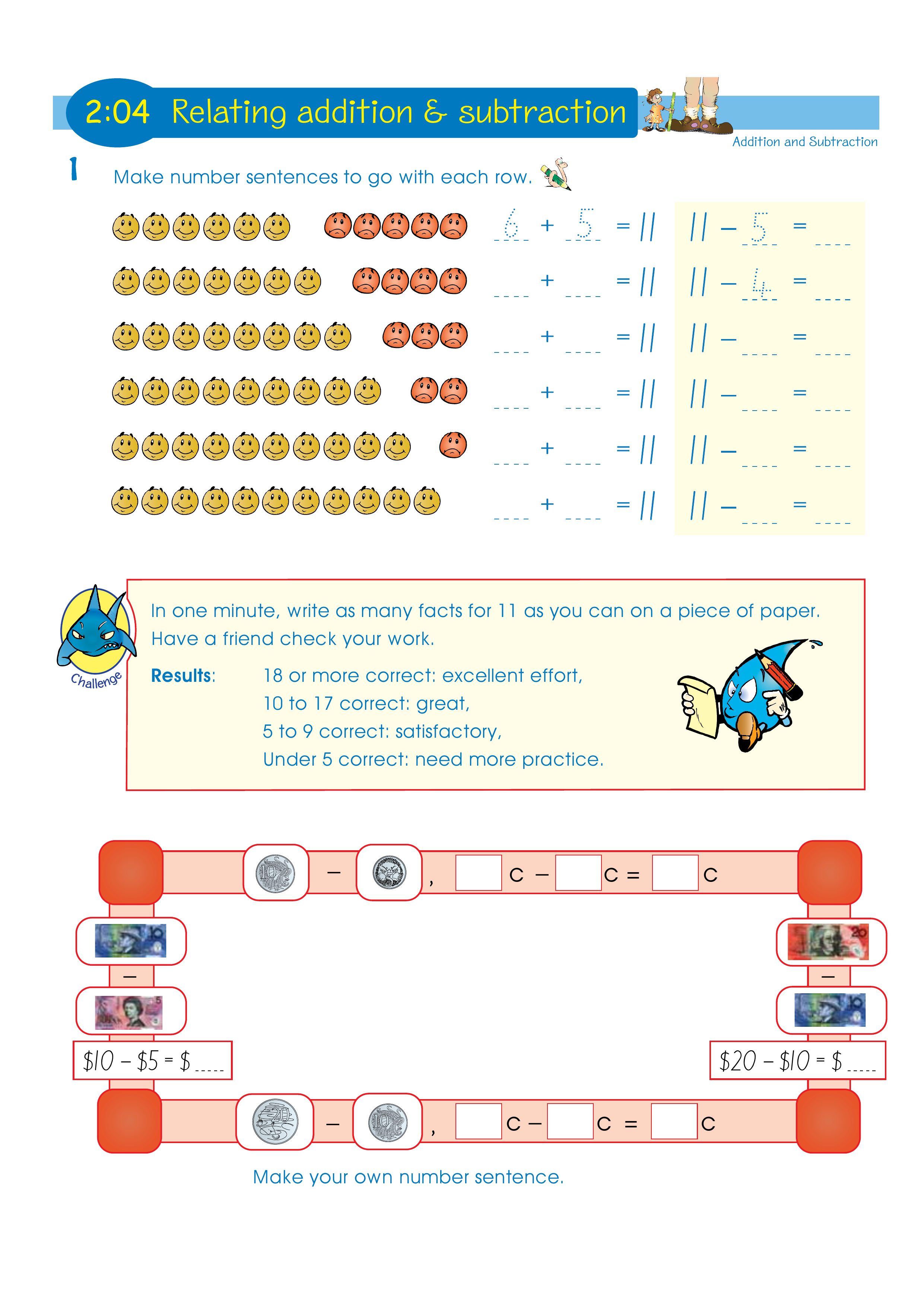 Relating addition and subtraction — worksheet preview