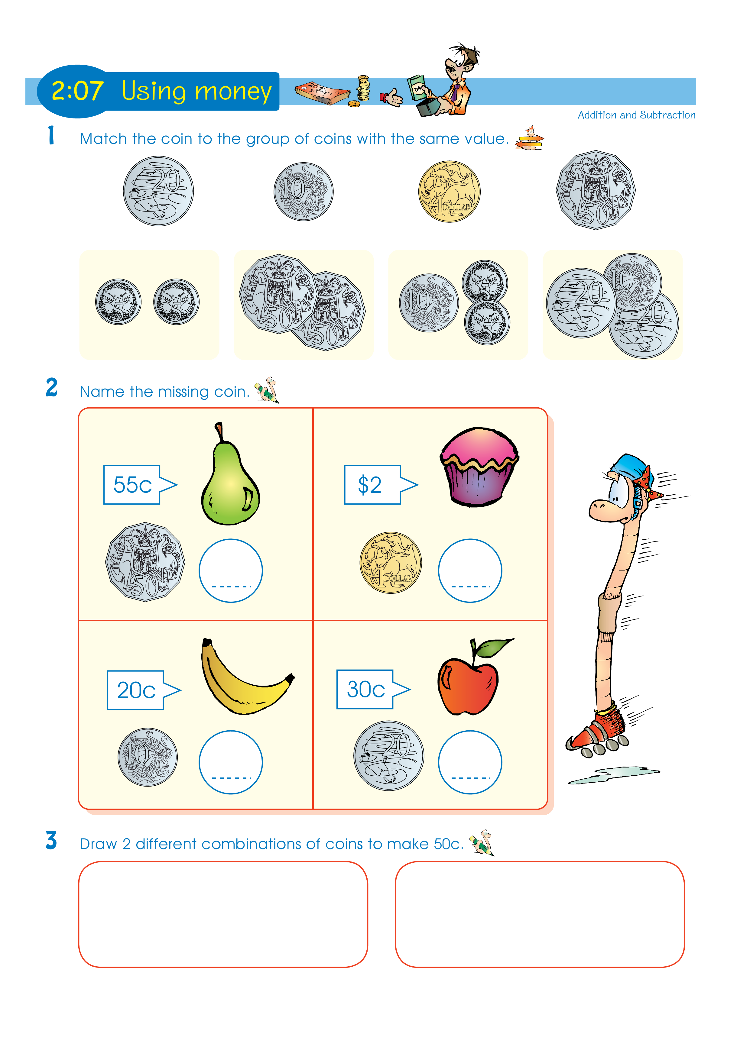 Using money — worksheet preview