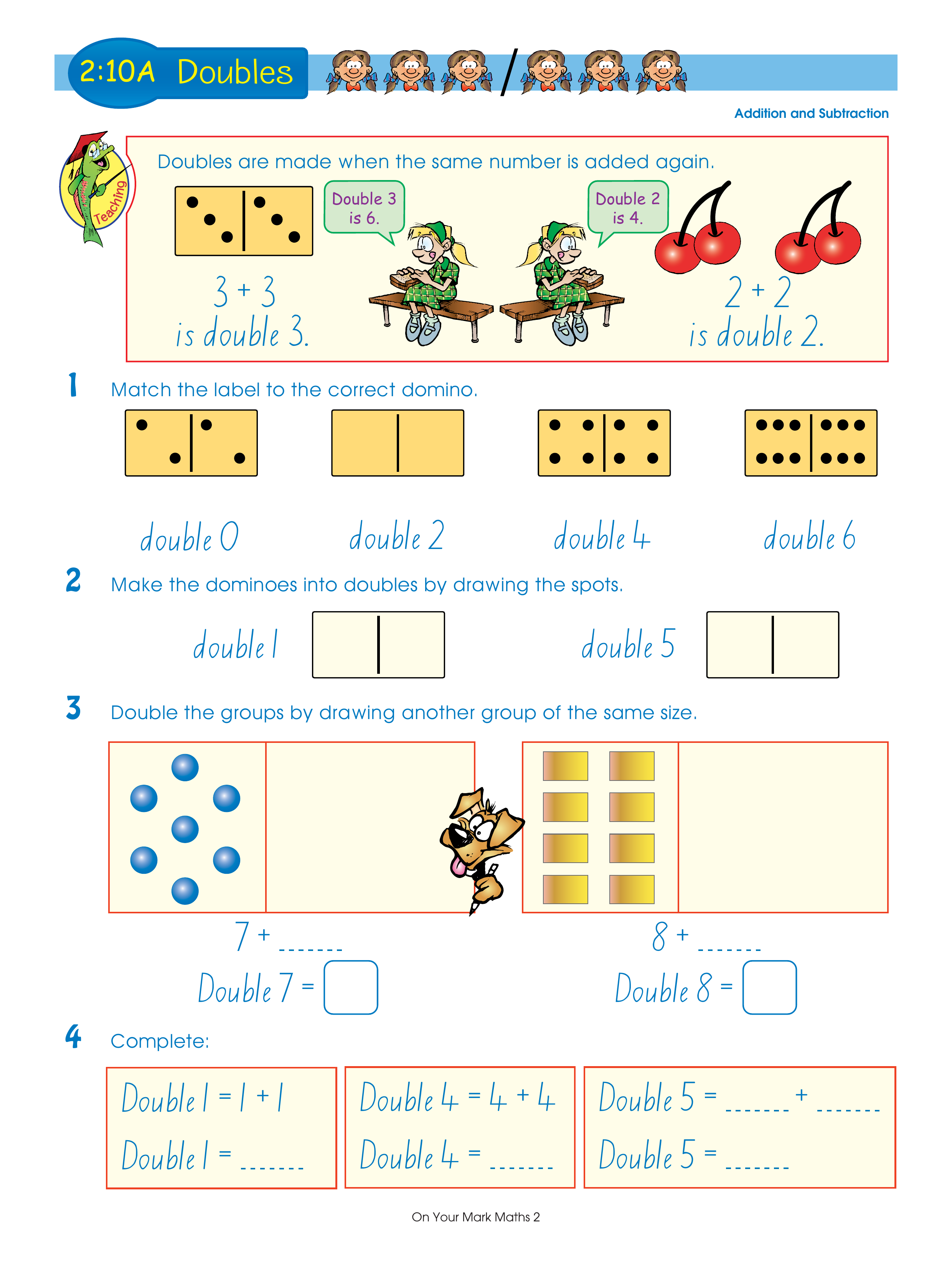 Doubles — worksheet preview