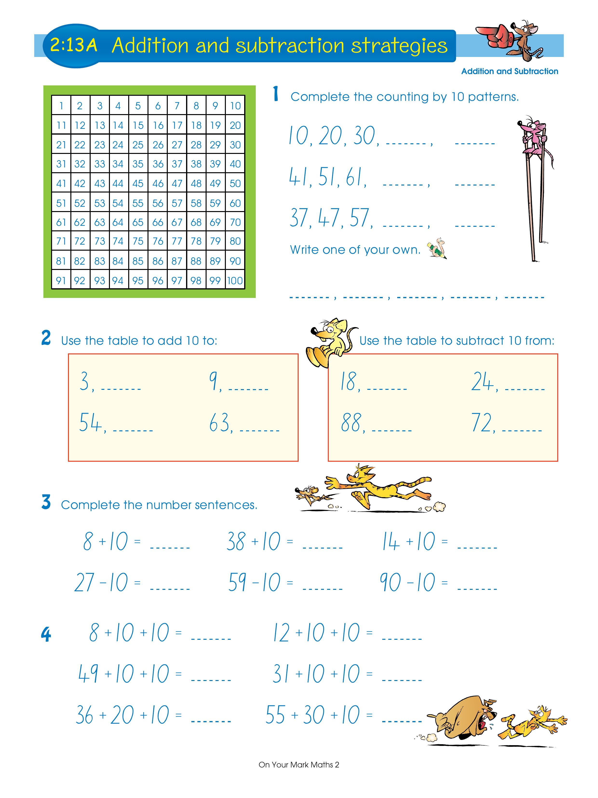 Addition and subtraction strategies — worksheet preview
