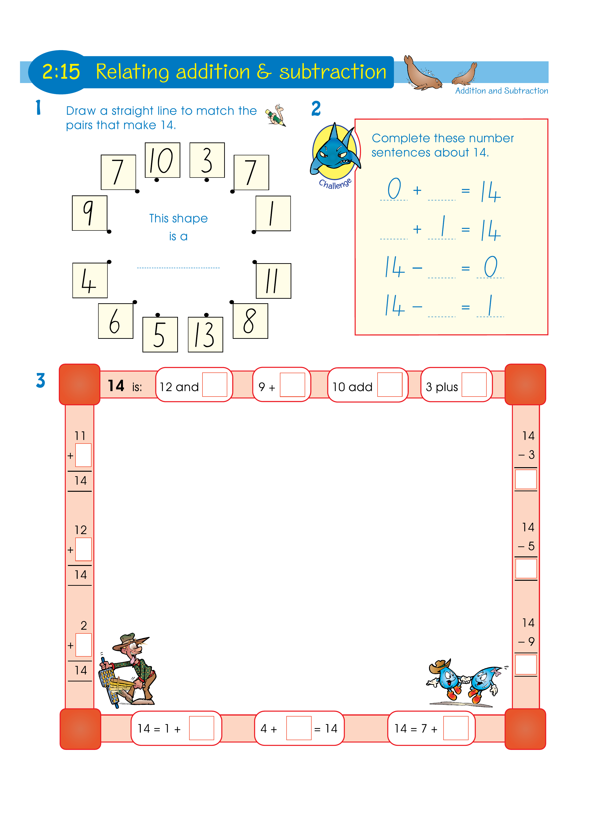 Relating addition & subtraction — worksheet preview