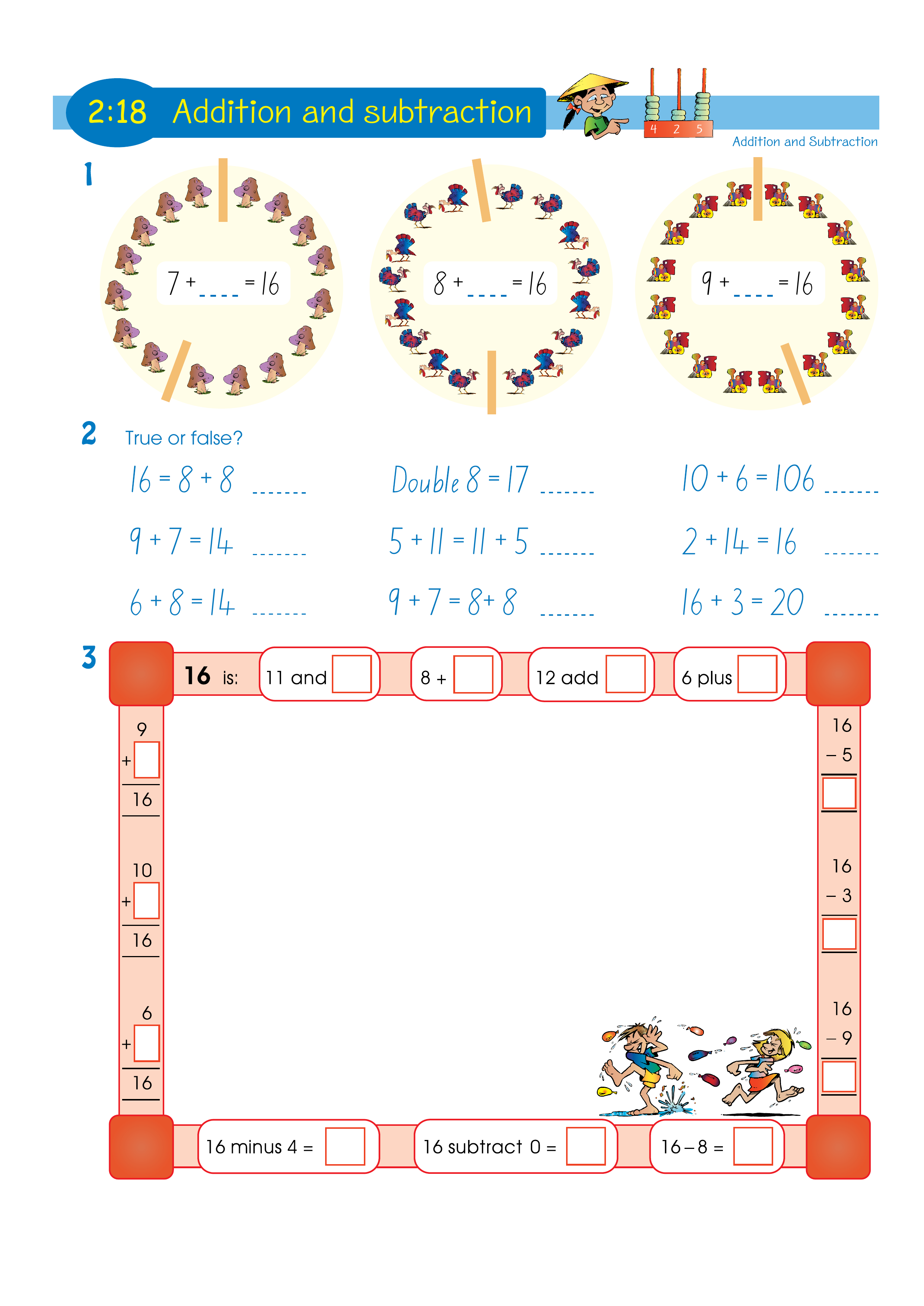 Addition and subtraction — worksheet preview